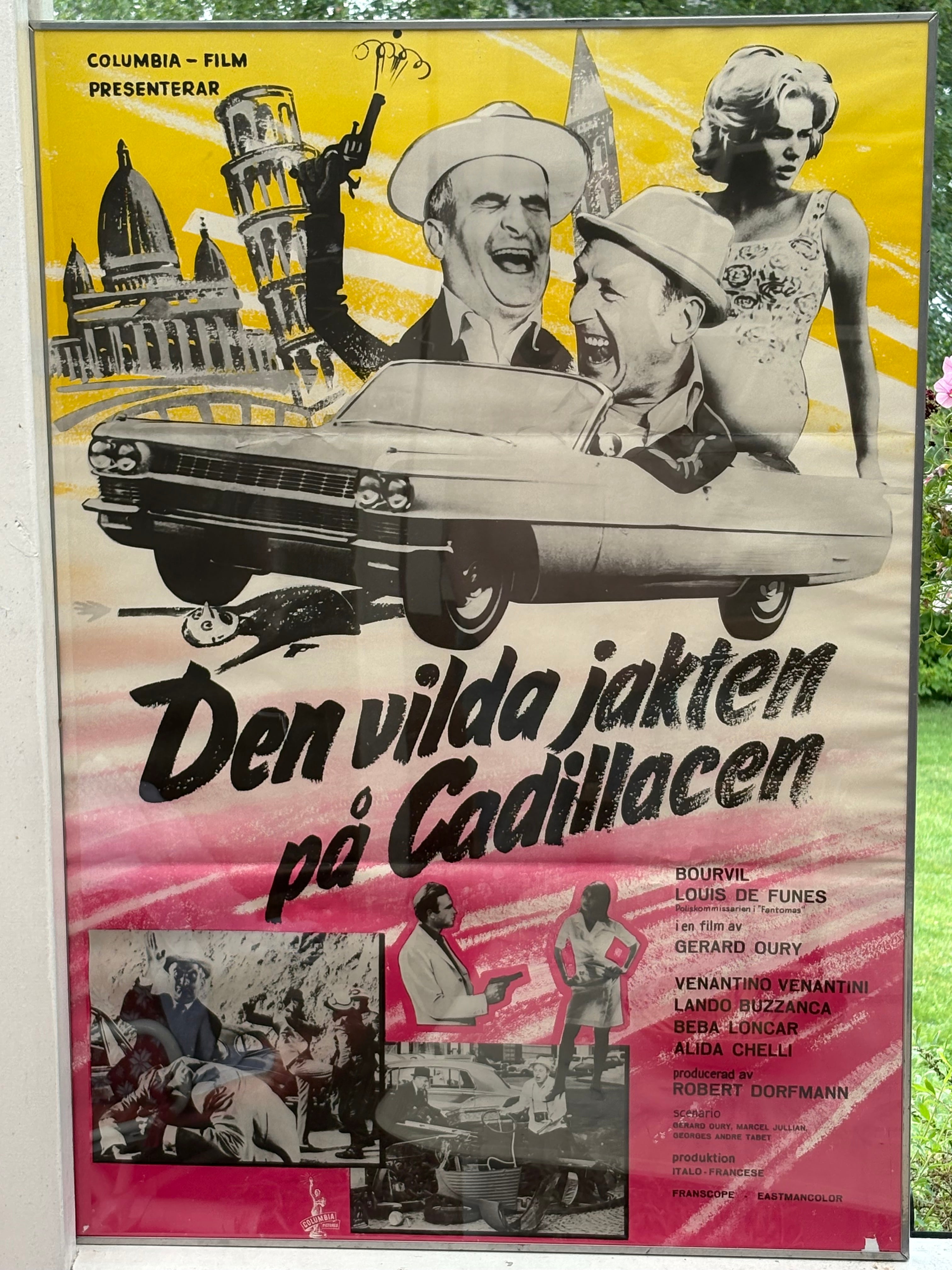 Original Movie Poster från filmen ” Den vilda jakten på Caddilacen ” med Franske komikern Louis De Funes.
