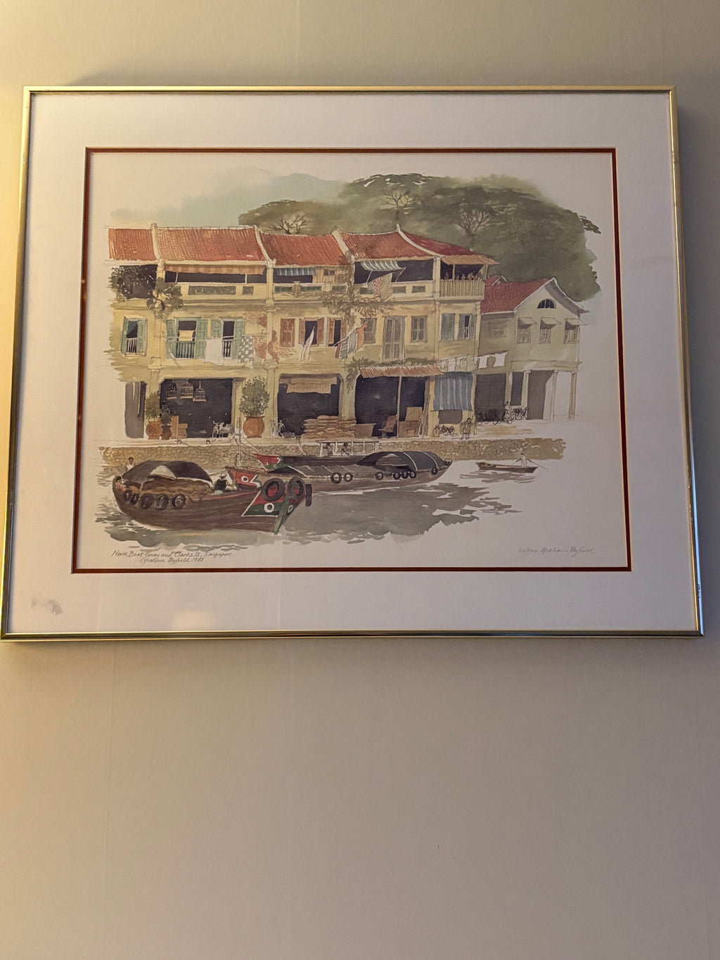 Stor samling utav Graham Byfield litografier. Nio st vackra skildringar och miljöer från Singapore.