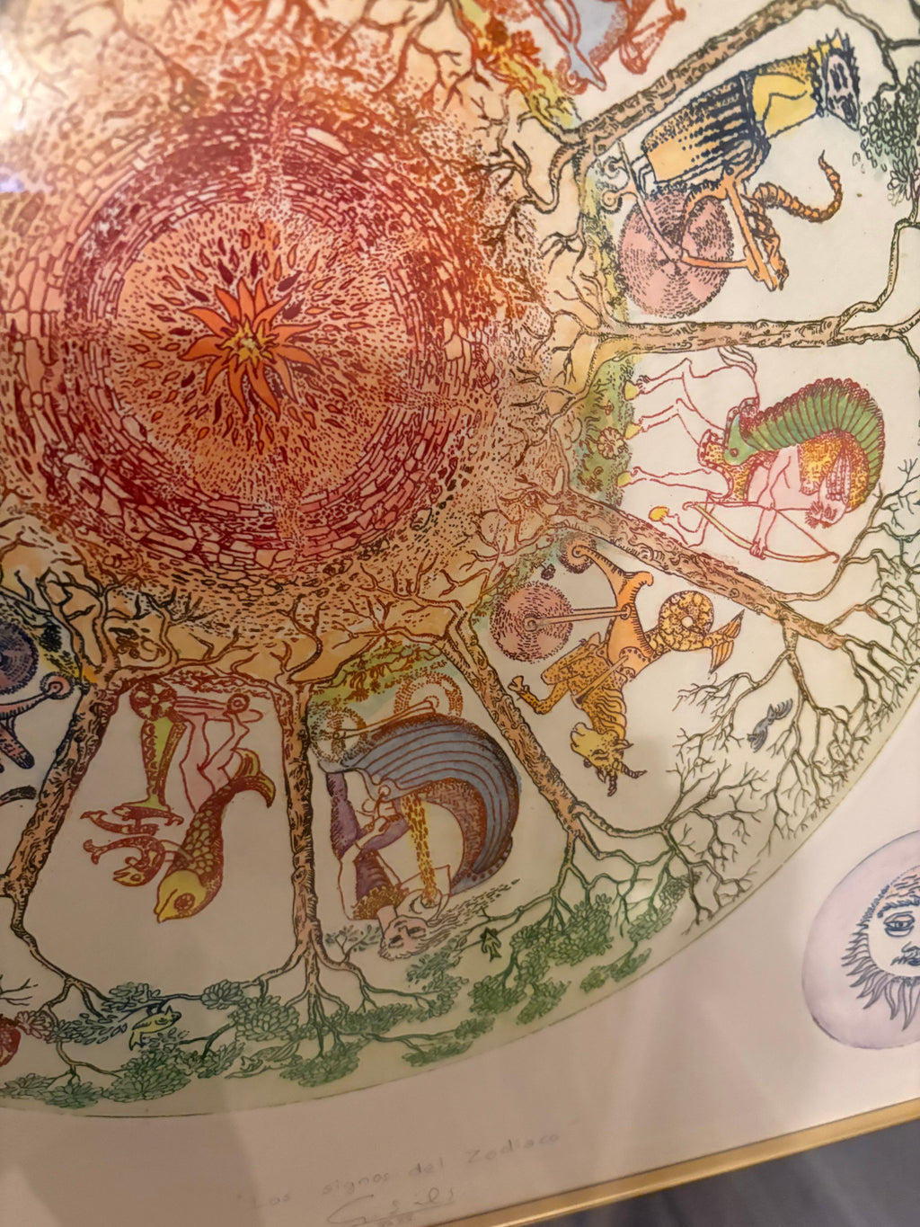 Akvarellen Los signos del zodiaco utav konstnären Silvia Santamaria Guillermo i fint skick( signerad)