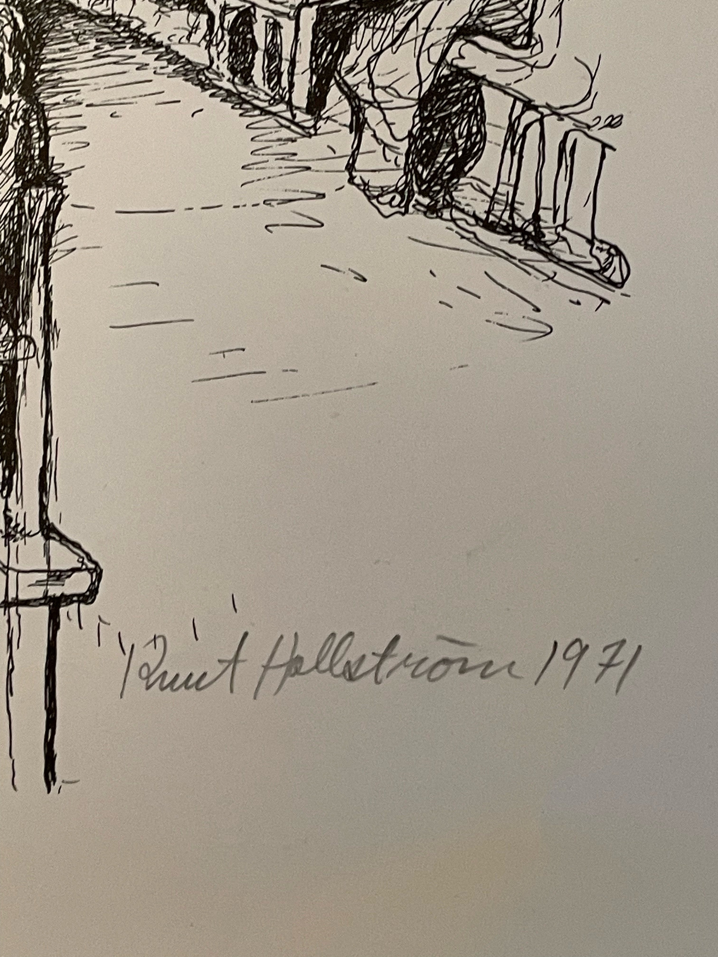 Vacker vintage litografi från konstnären Knut Hallström 1970 tal i fint skick.