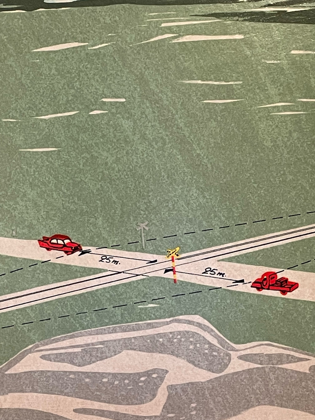 Vintage utbildnings plansch från bilskolan före höger trafik omläggningen i fint skick.