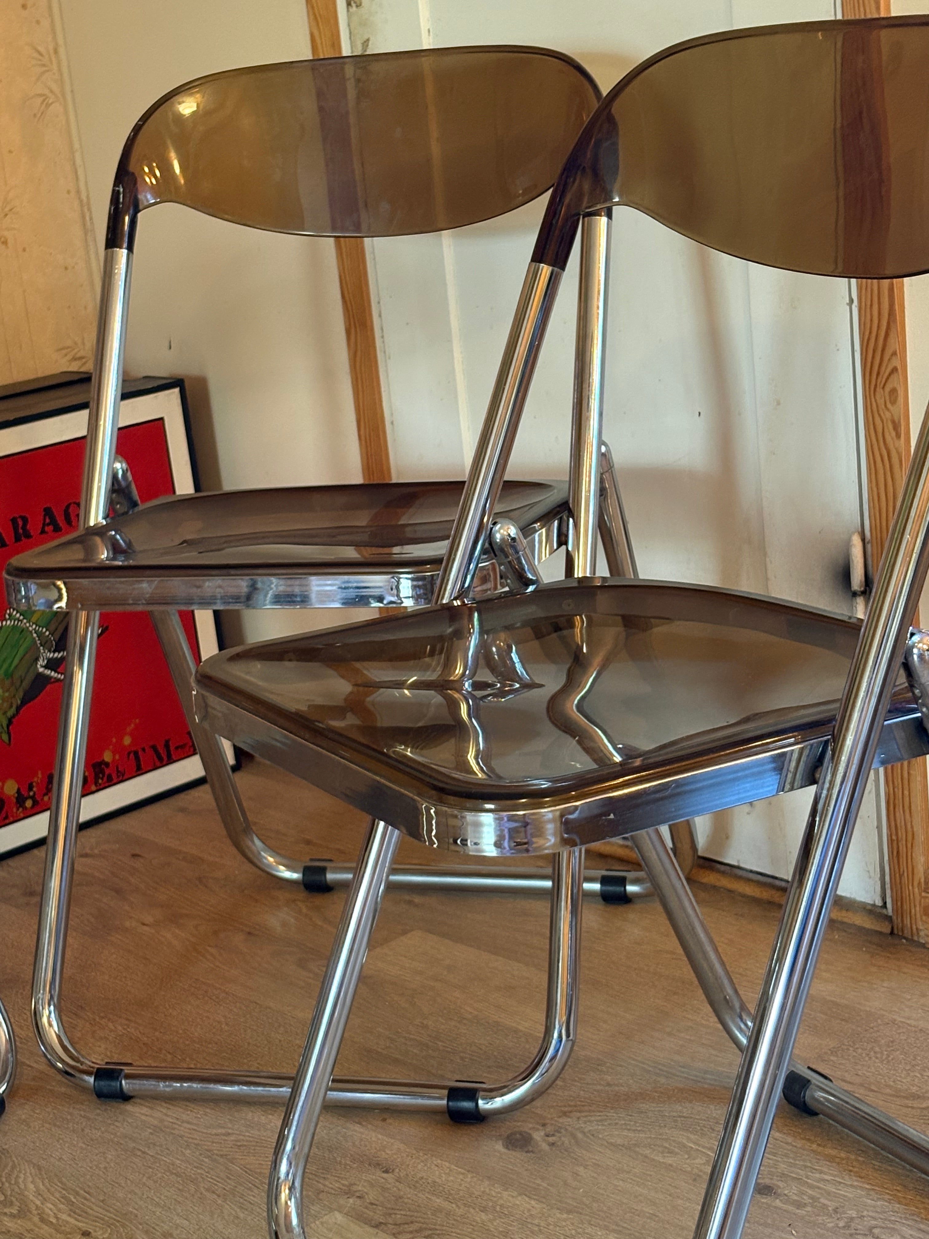 Fyra st vintage ihopfällbara stolar i plast och aluminium 1960 tal från ” Metamobil”