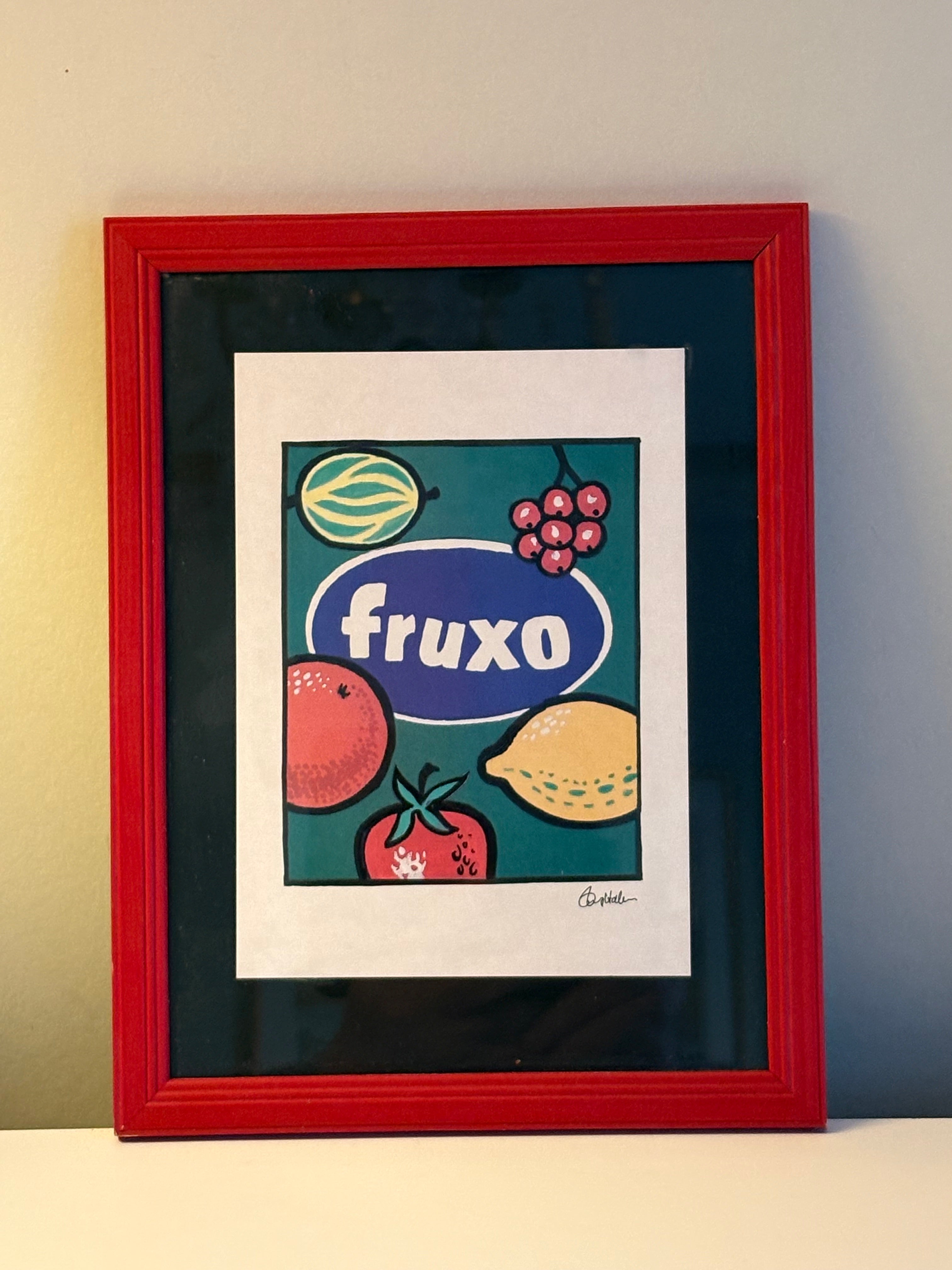 Kul och cool godistavla ” Fruxo” signerad Tommy Hallgren.