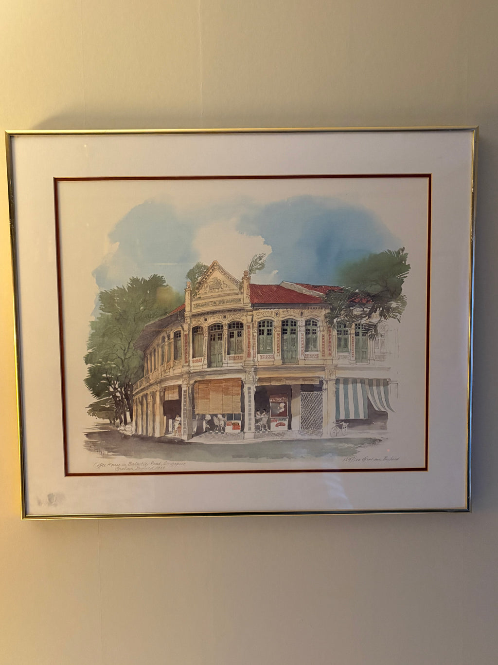 Stor samling utav Graham Byfield litografier. Nio st vackra skildringar och miljöer från Singapore.