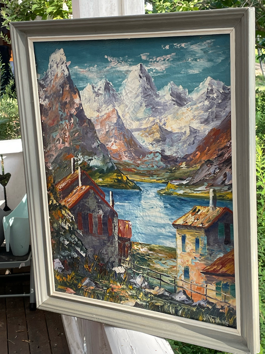 En antik vacker oljemålning med naturmotiv, signerad Thomas i mycket fint skick.
