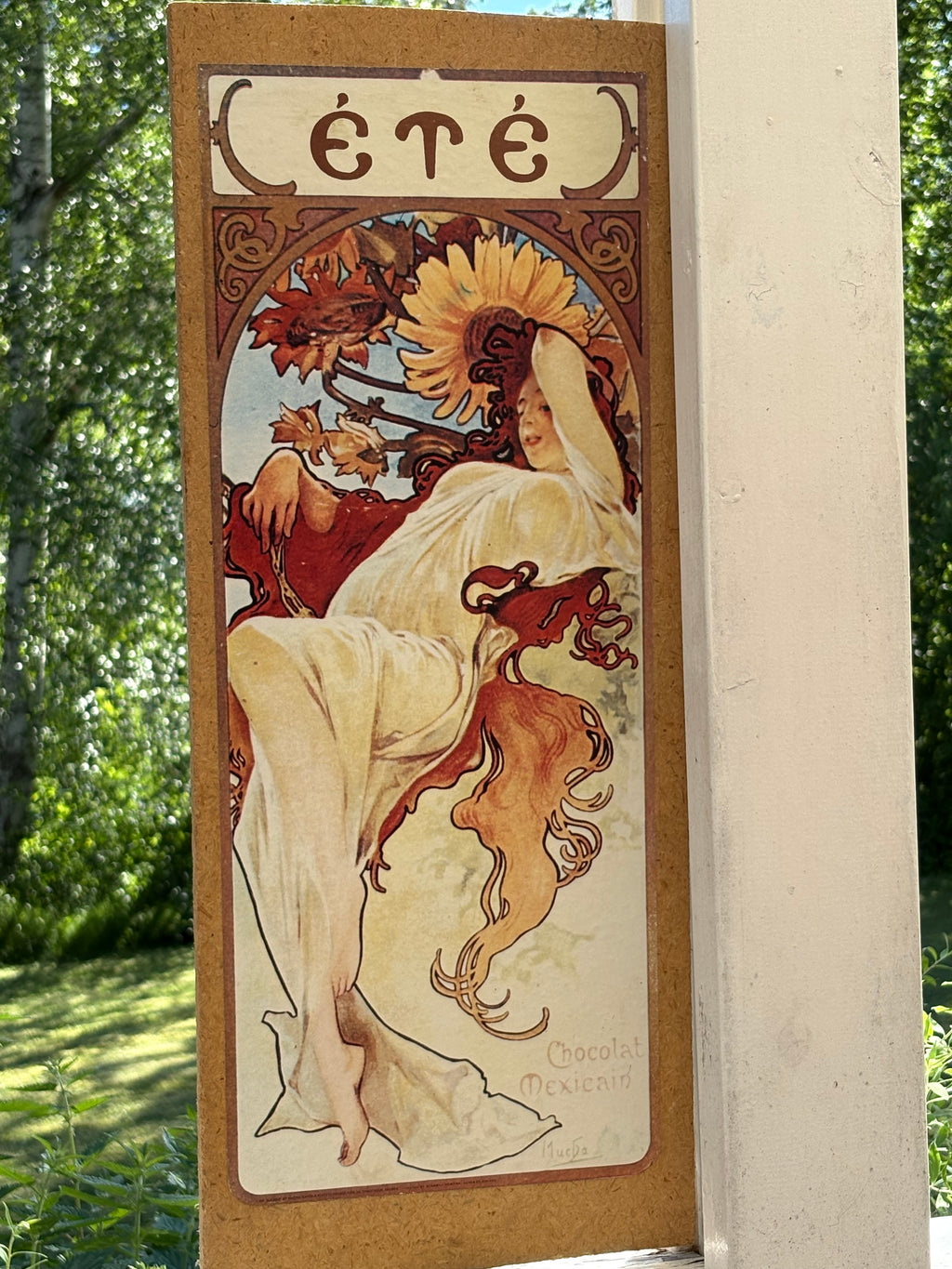 Vackra årstids tavlor ( tryck) original konstnär Alphons Mucha. Tryckt bild monterad på trä.