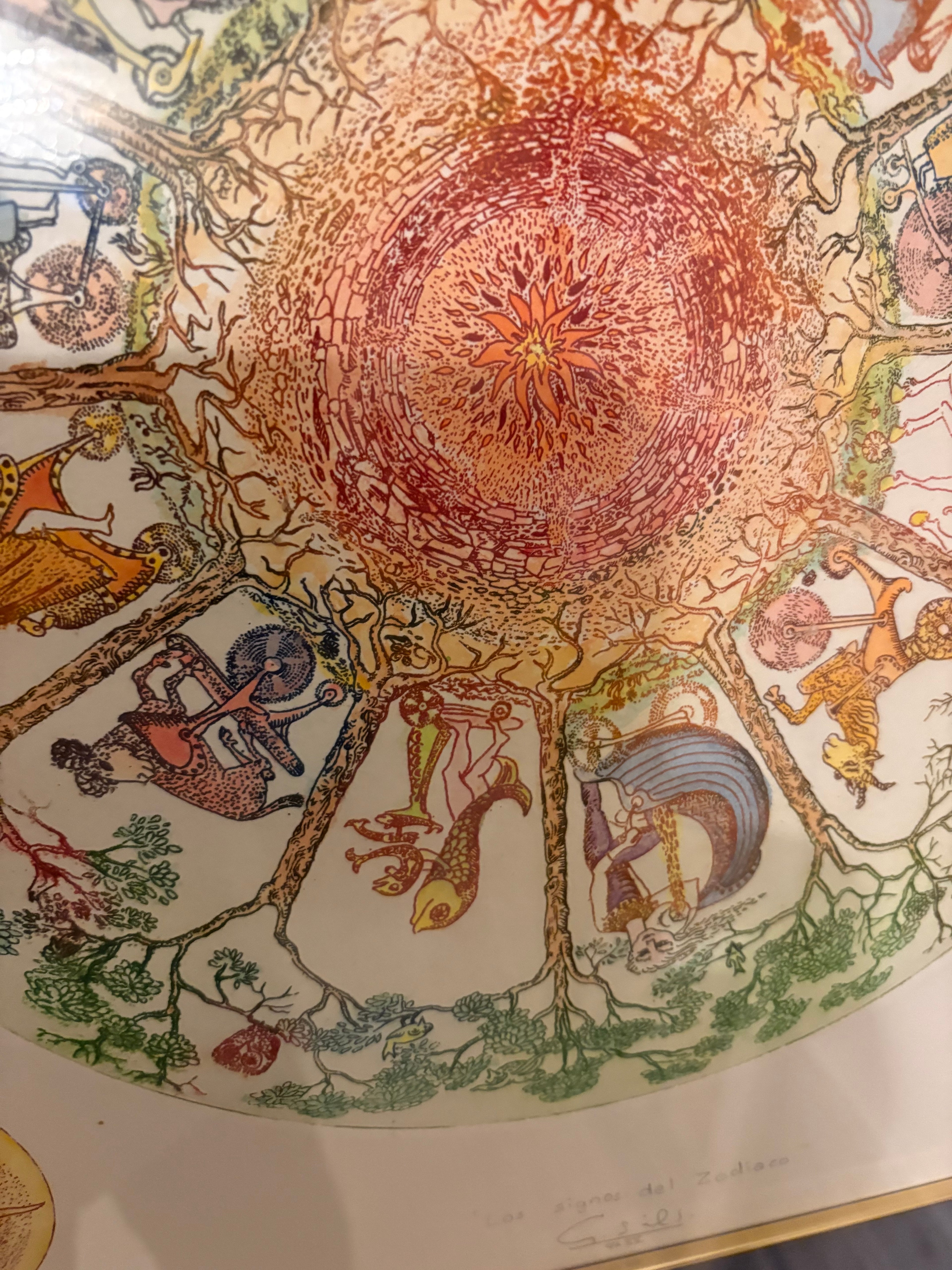 Akvarellen Los signos del zodiaco utav konstnären Silvia Santamaria Guillermo i fint skick( signerad)