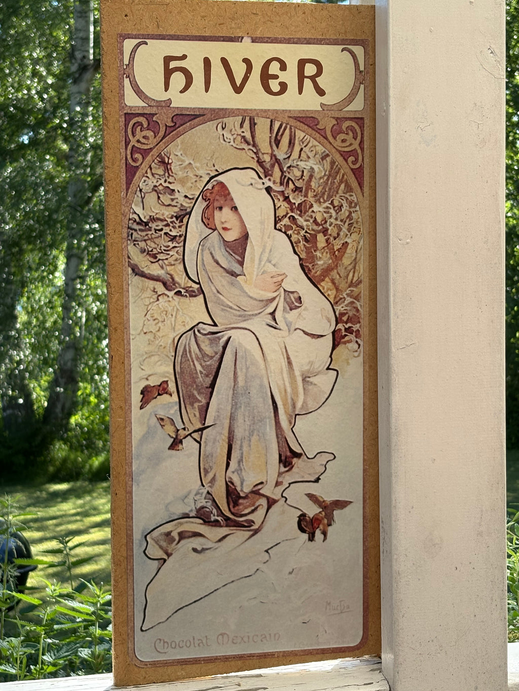 Vackra årstids tavlor ( tryck) original konstnär Alphons Mucha. Tryckt bild monterad på trä.