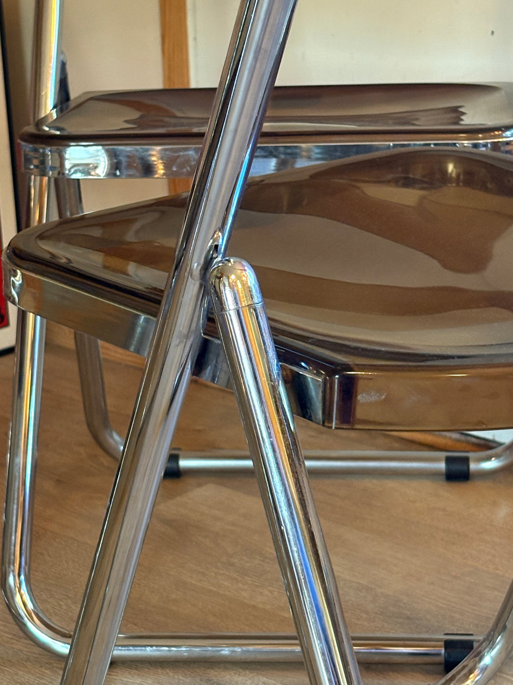 Fyra st vintage ihopfällbara stolar i plast och aluminium 1960 tal från ” Metamobil”