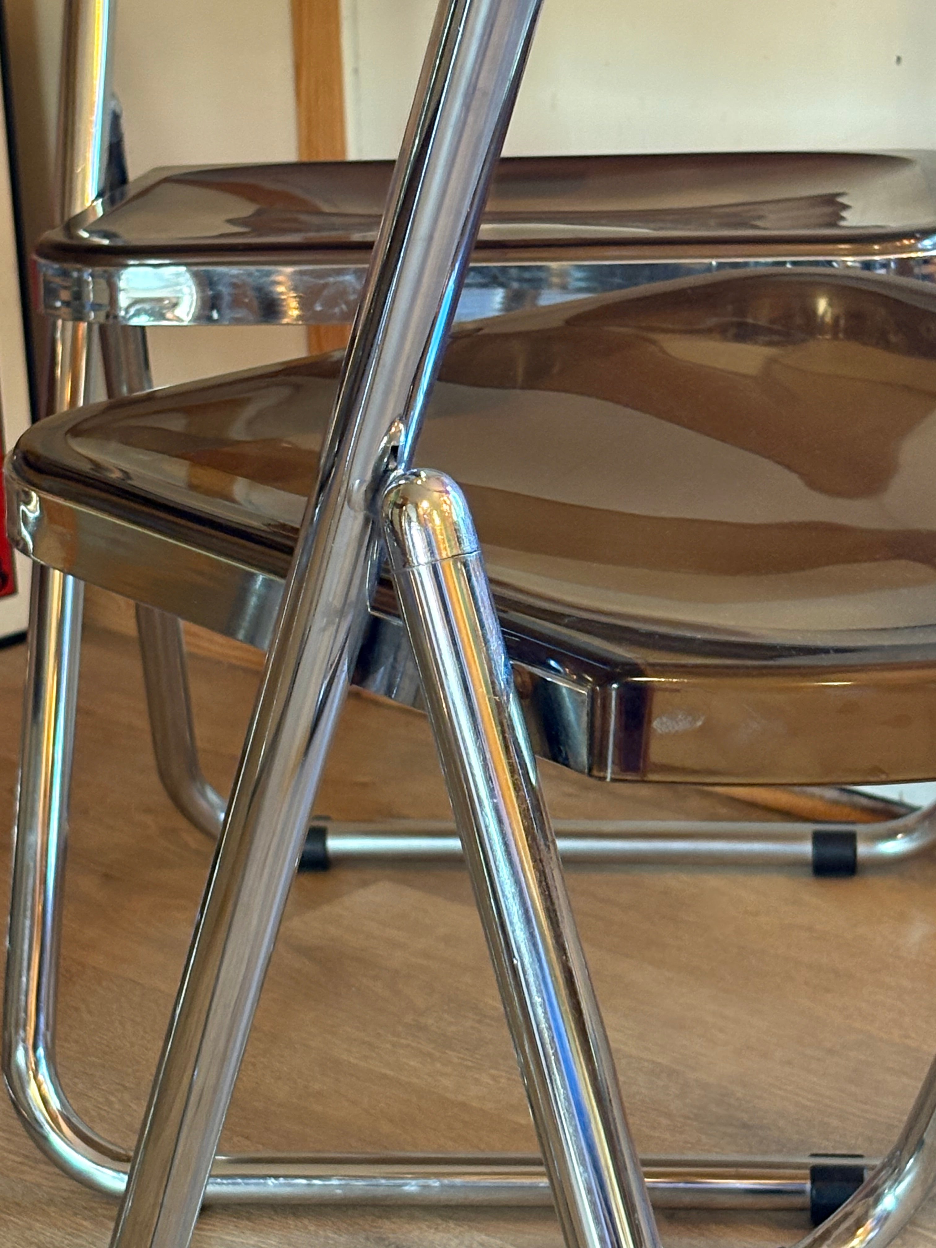 Fyra st vintage ihopfällbara stolar i plast och aluminium 1960 tal från ” Metamobil”