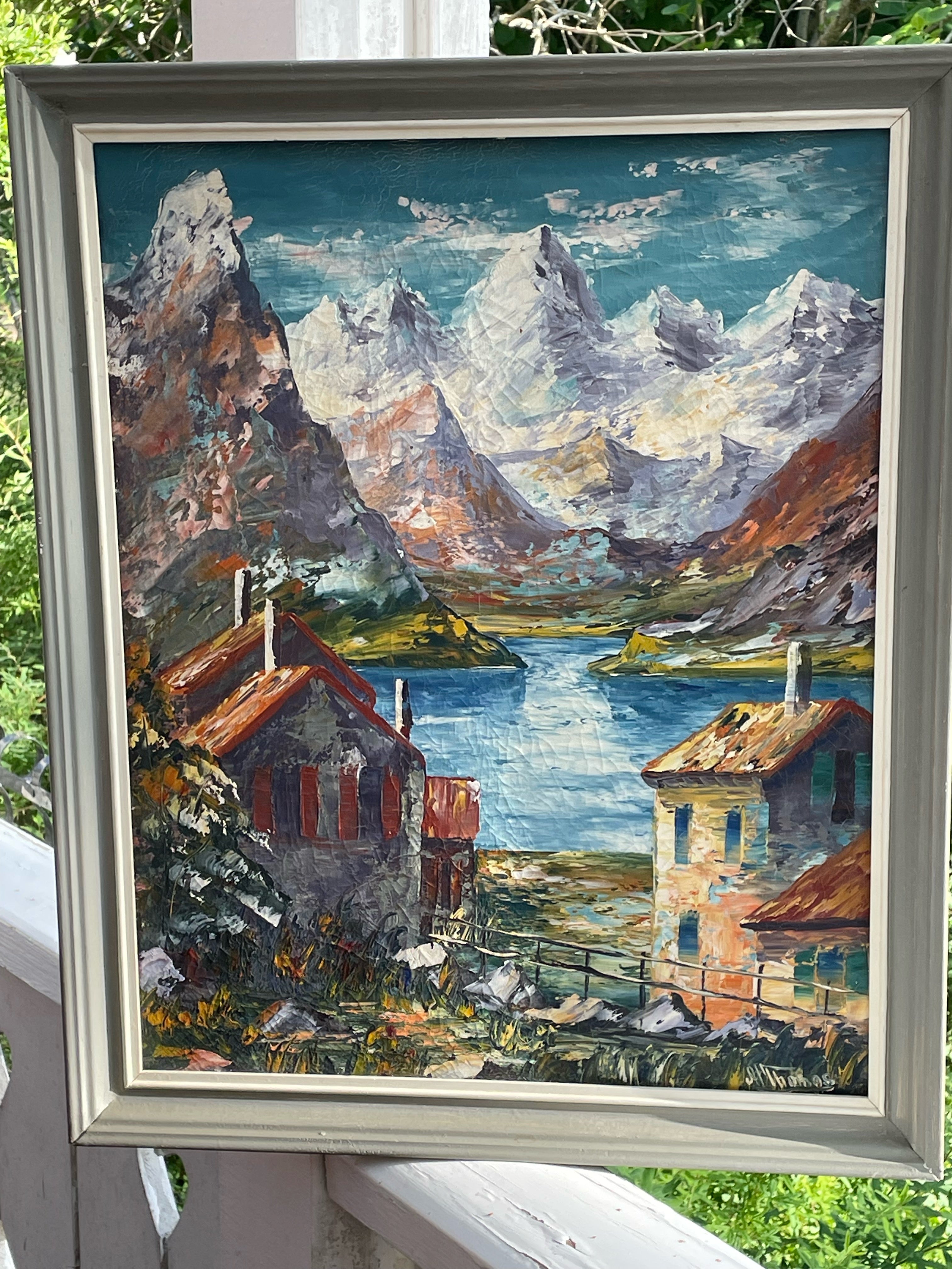 En antik vacker oljemålning med naturmotiv, signerad Thomas i mycket fint skick.