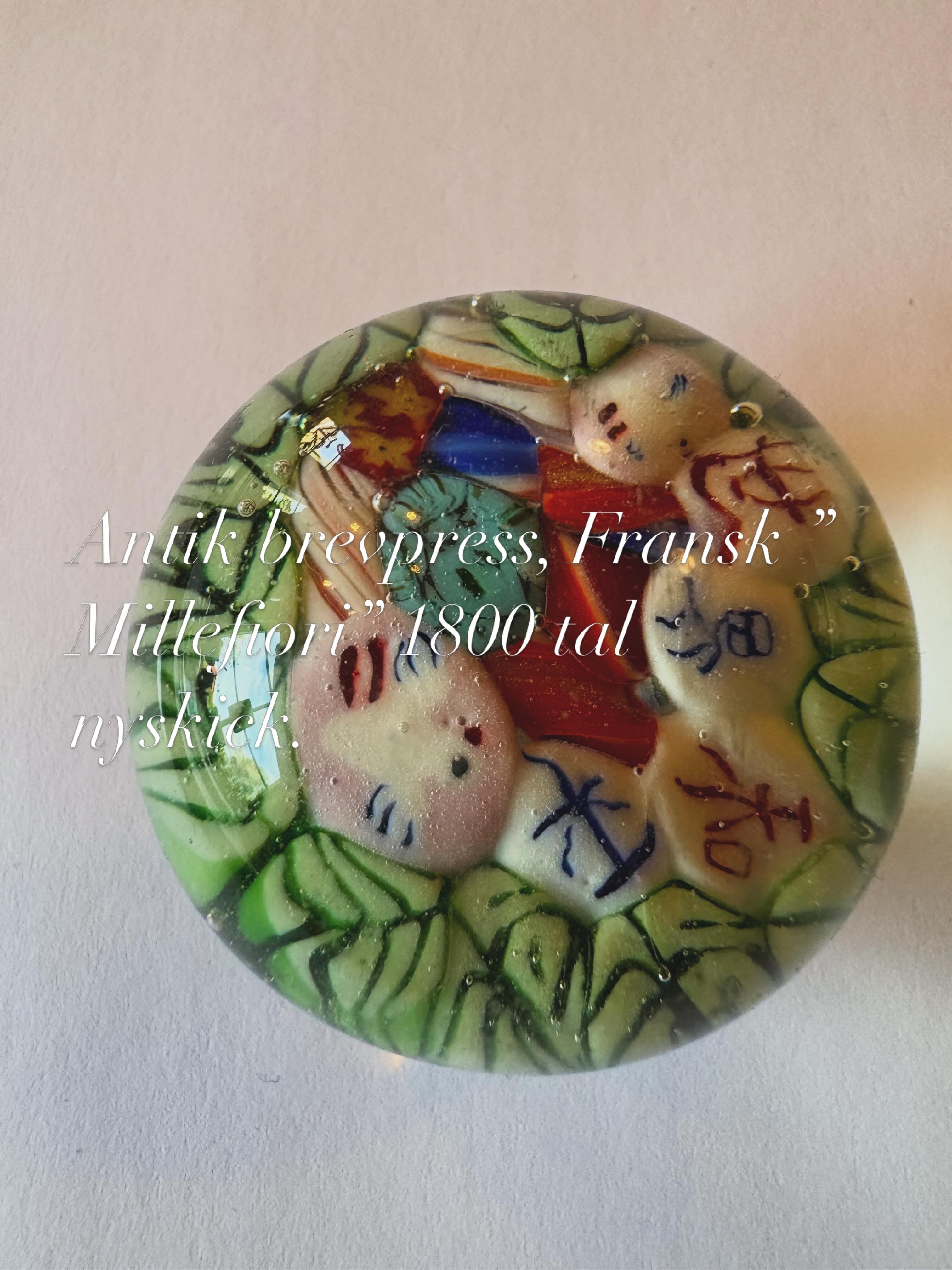 Vacker antik brevpress. Fransk Millifiore 1800 talet i mycket fint skick.