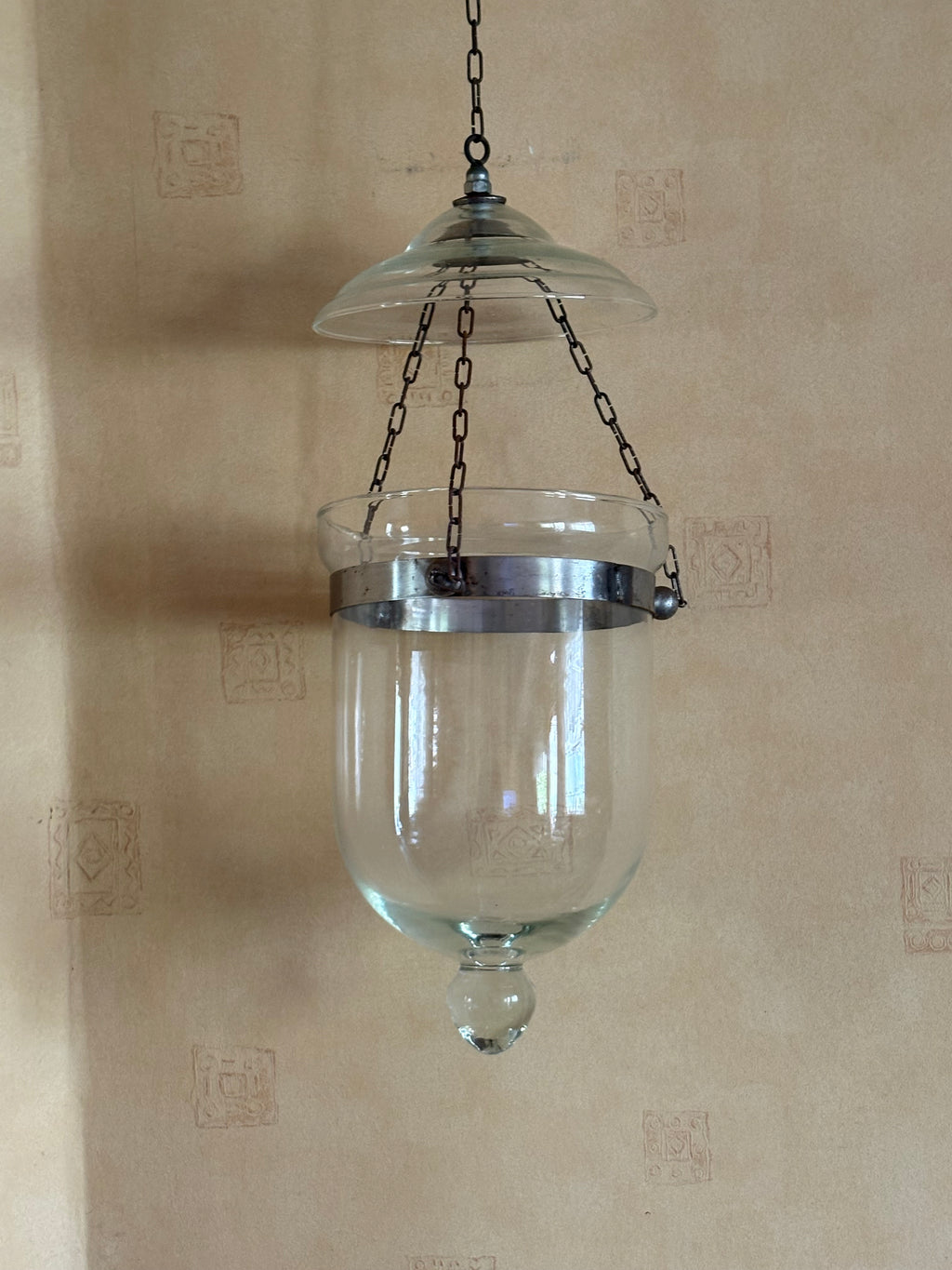 Tre st antika ” Colonial Bell Jar Glass Lanterns i mycket fint skick.