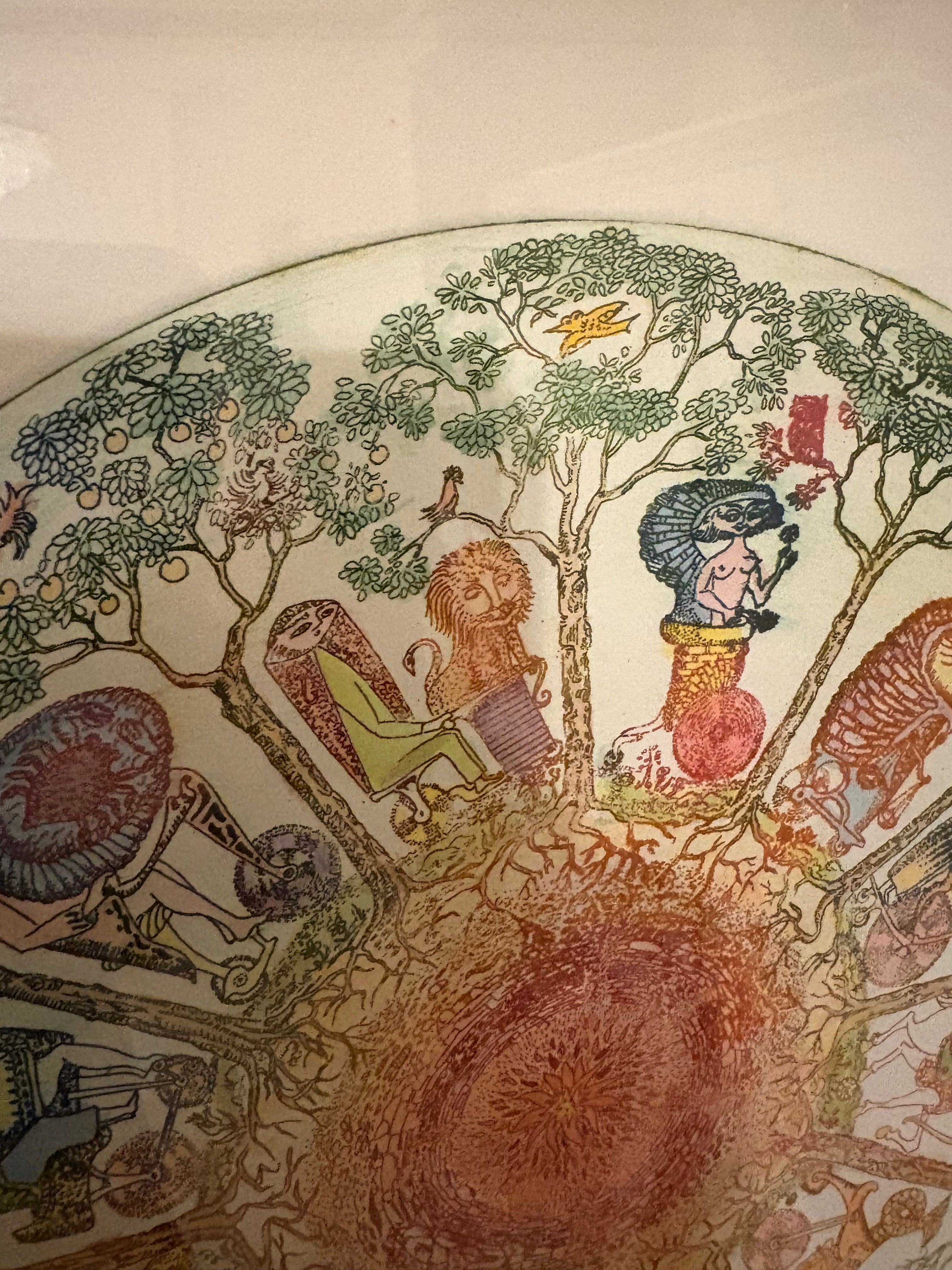 Akvarellen Los signos del zodiaco utav konstnären Silvia Santamaria Guillermo i fint skick( signerad)