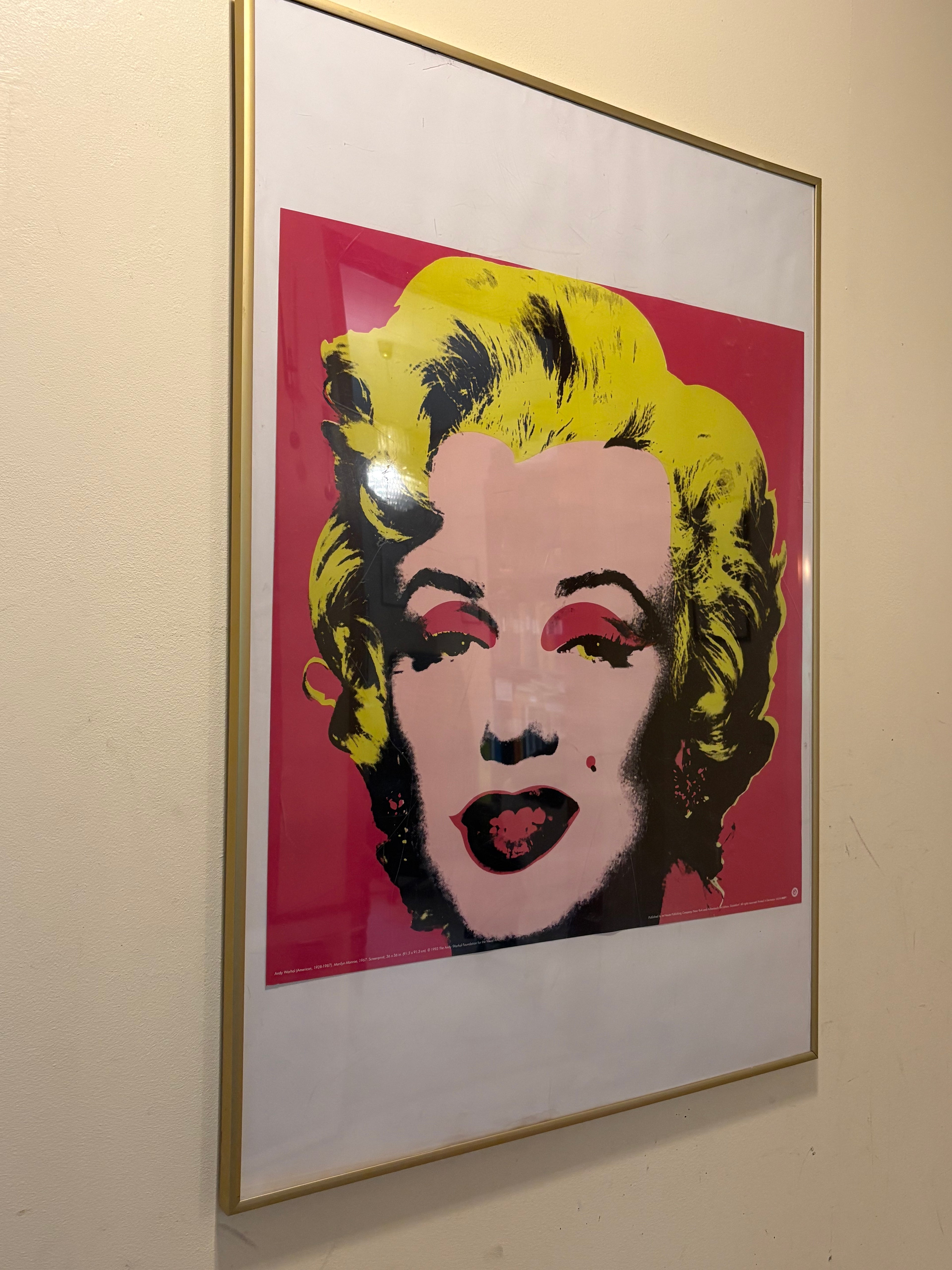 Andy Warhol inspirerad konst, tryck. Porträtt av Marilyn Monroe 1993. Andy Warhol foundation loggan finns.