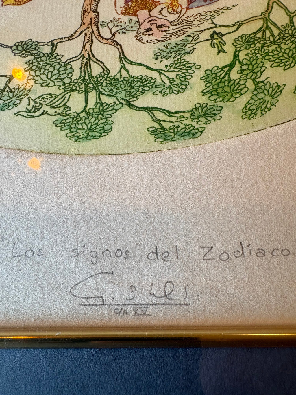 Akvarellen Los signos del zodiaco utav konstnären Guillermo Silvia Santamaria.