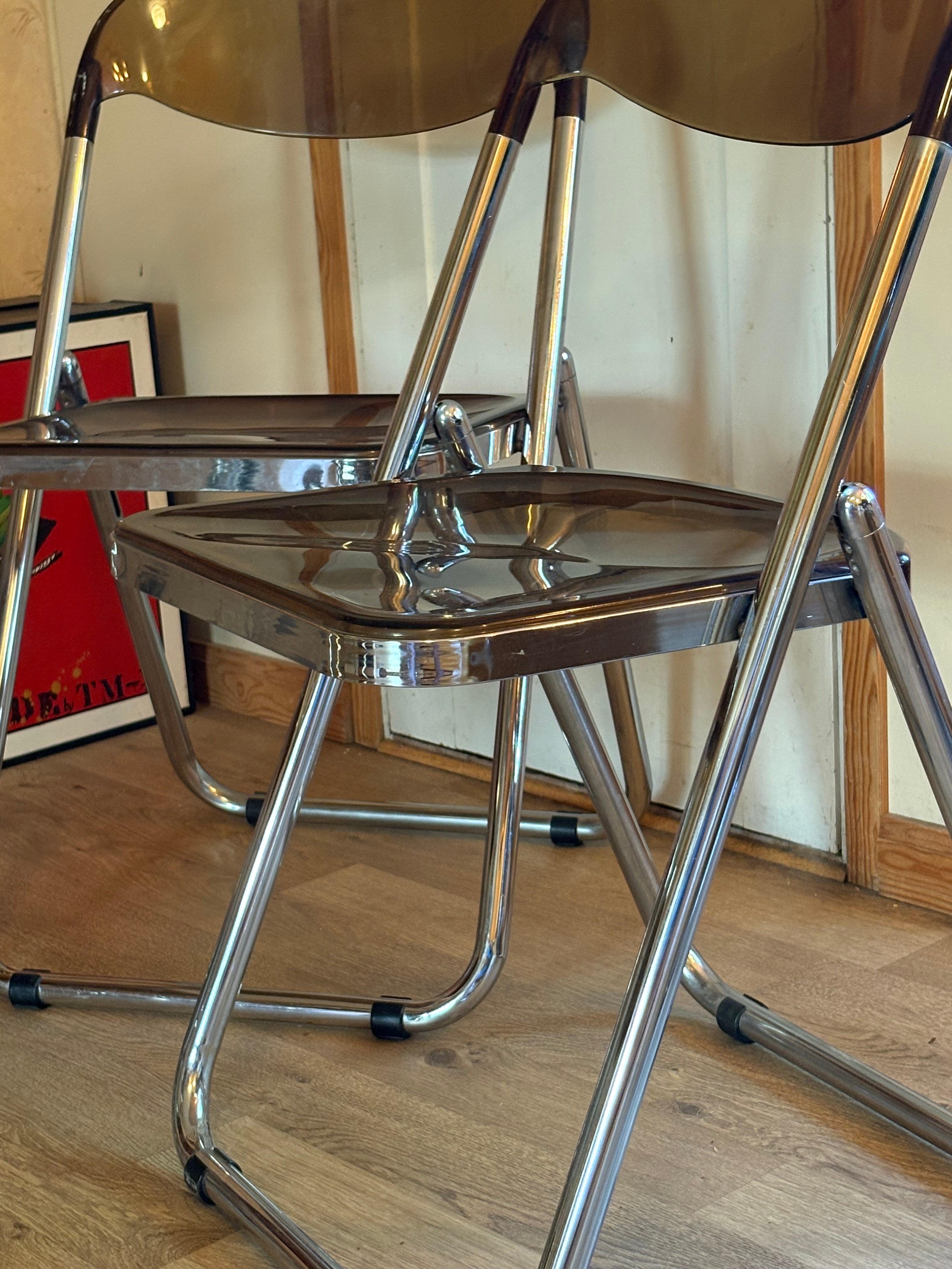 Fyra st vintage ihopfällbara stolar i plast och aluminium 1960 tal från ” Metamobil”