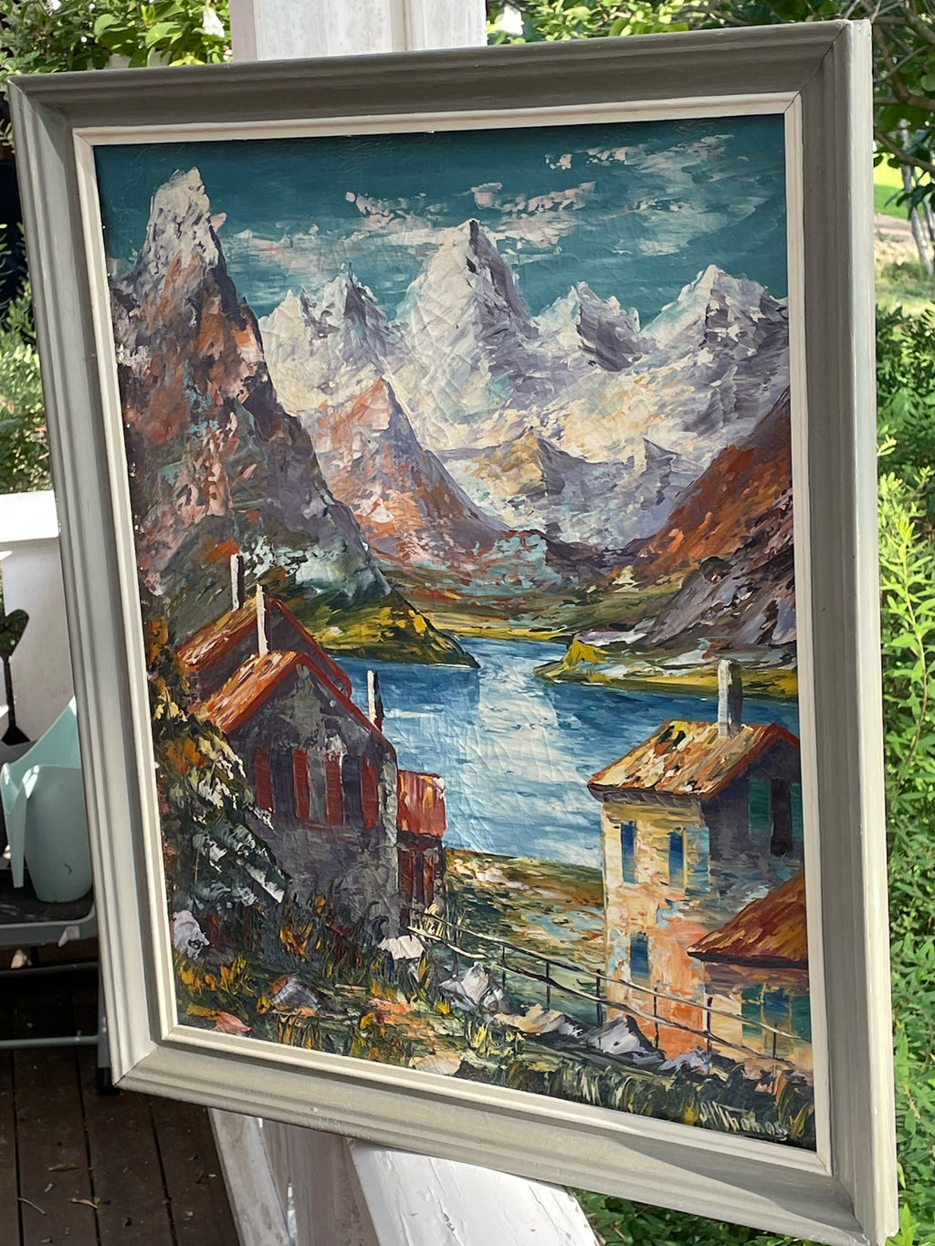 En antik vacker oljemålning med naturmotiv, signerad Thomas i mycket fint skick.