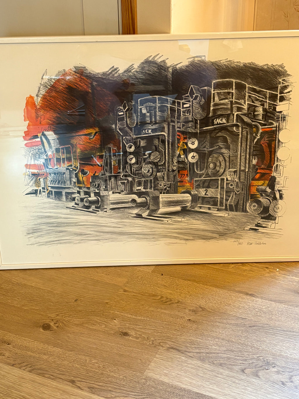 Stor färg litografi, 136/460 utav Borlänge konstnären Hans Tollsten.