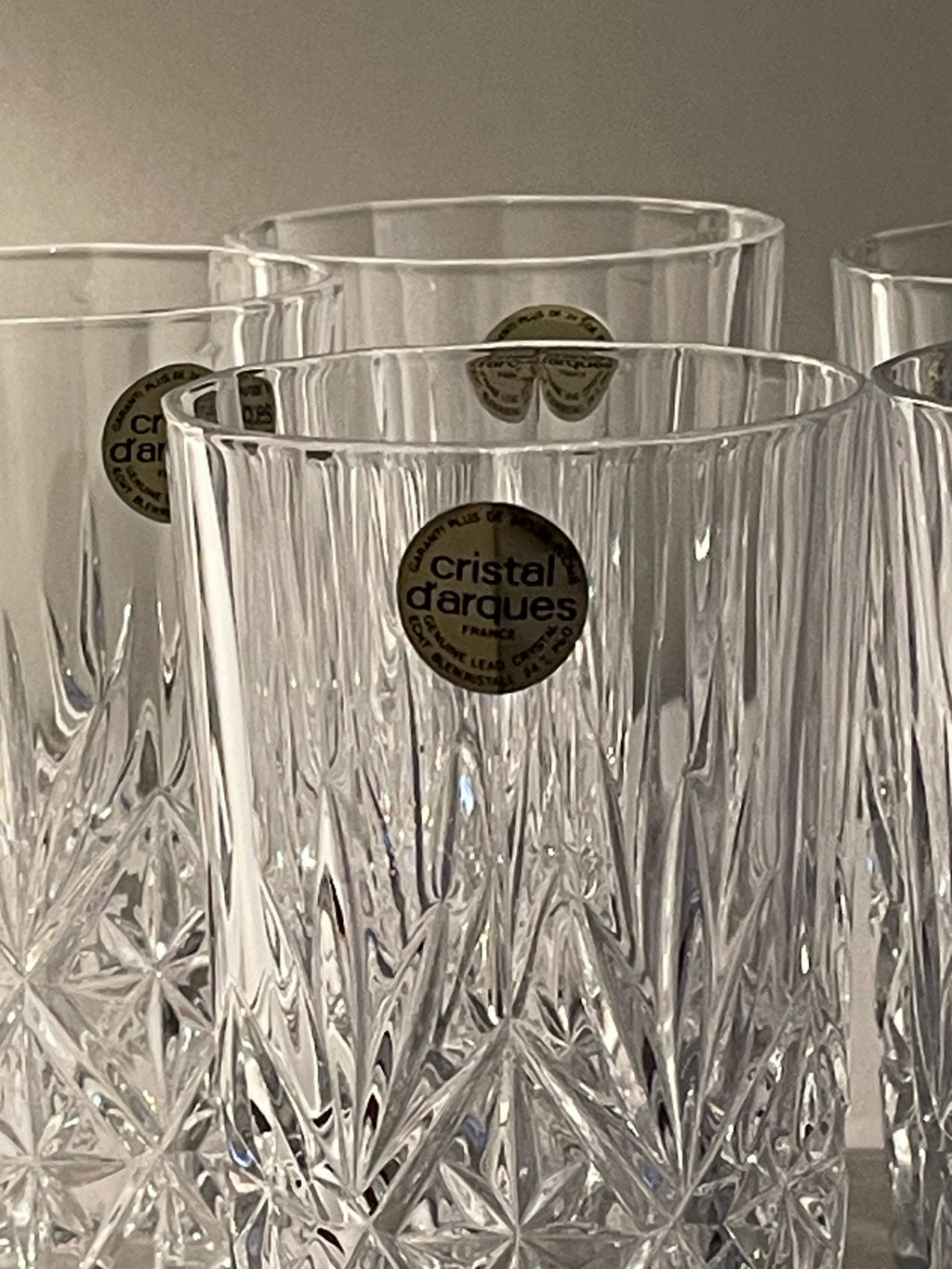 Sex st vintage kristall glas från Christal D’ argus i nyskick.