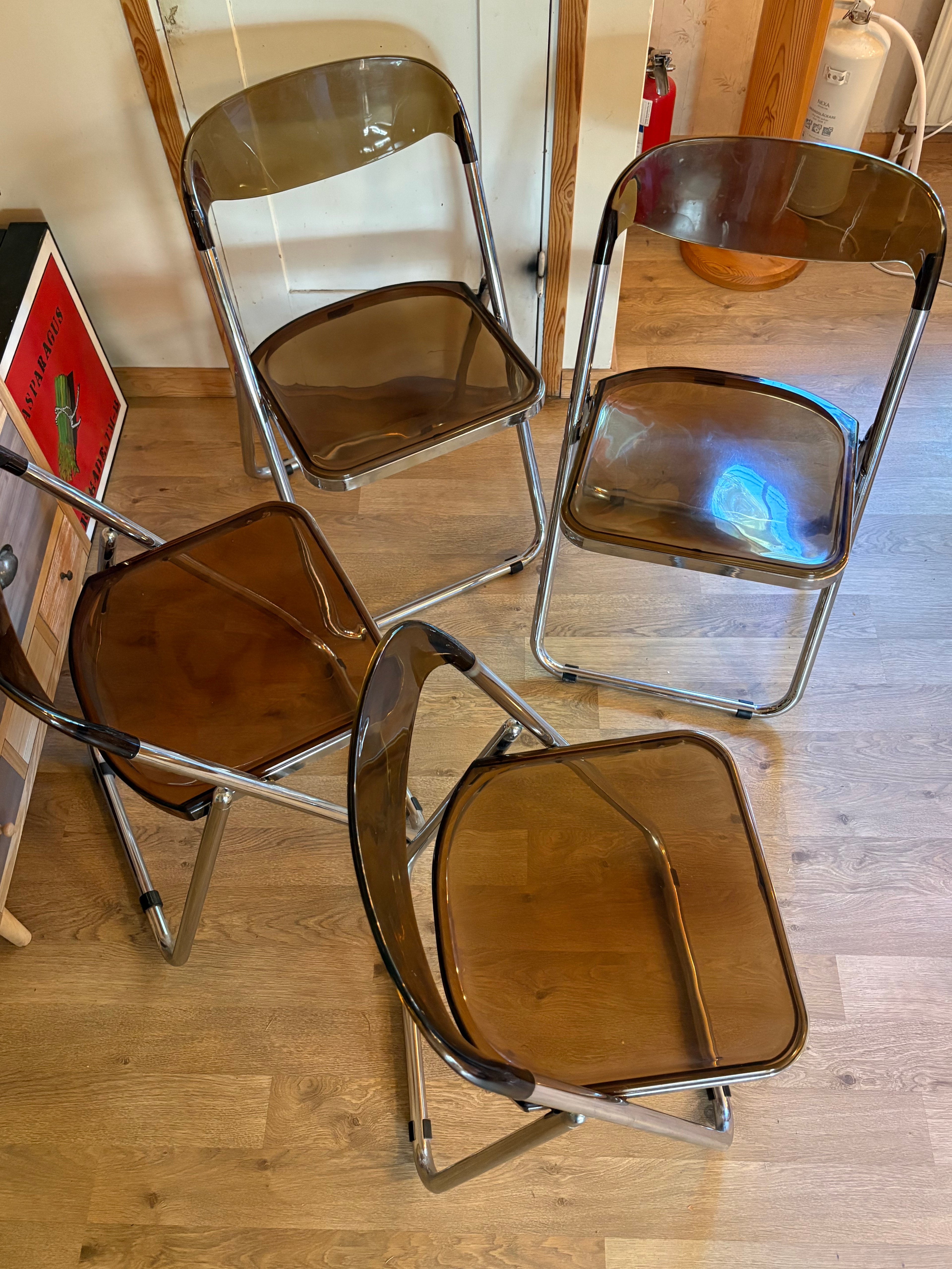 Fyra st vintage ihopfällbara stolar i plast och aluminium 1960 tal från ” Metamobil”