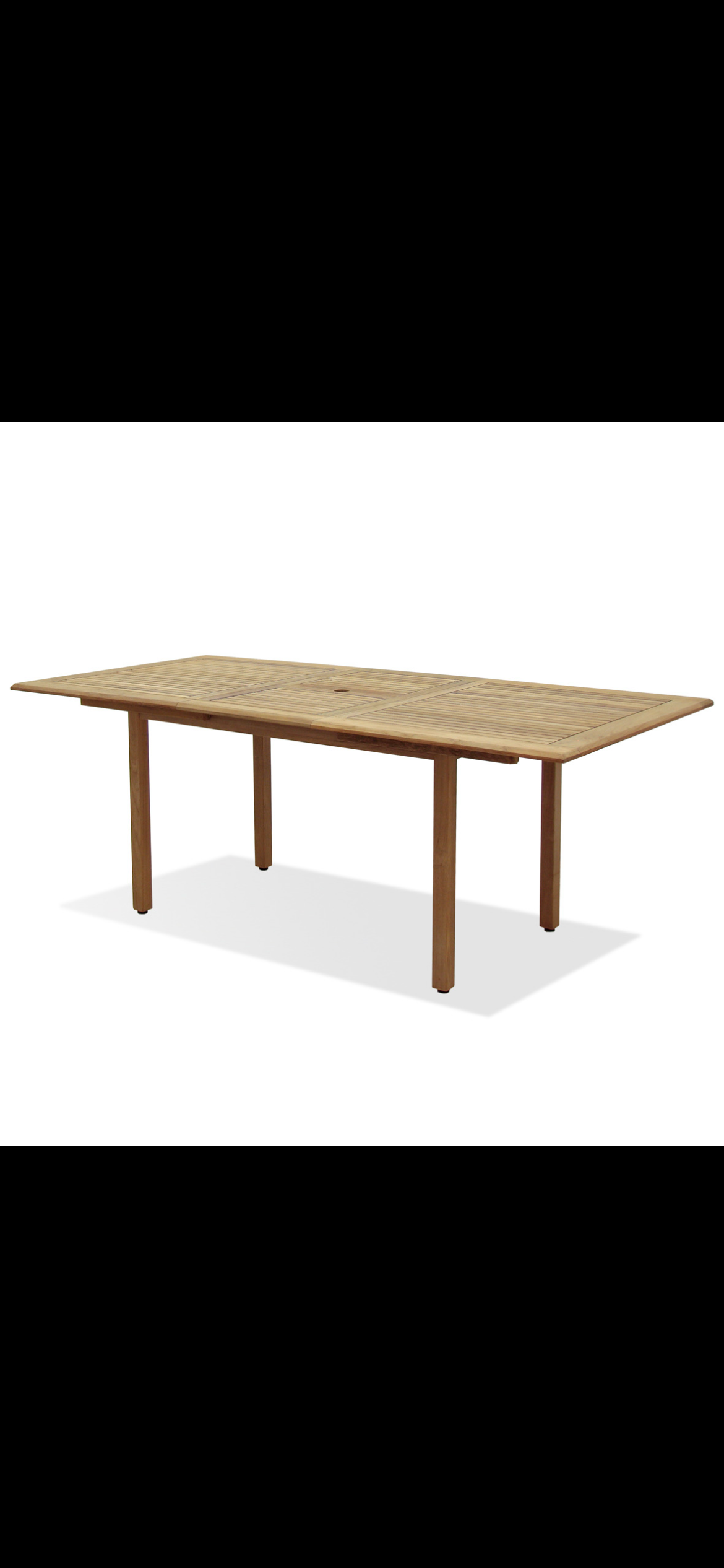 Vackert bord i teak för utomhus bruk, utdragbart till 200 cm.