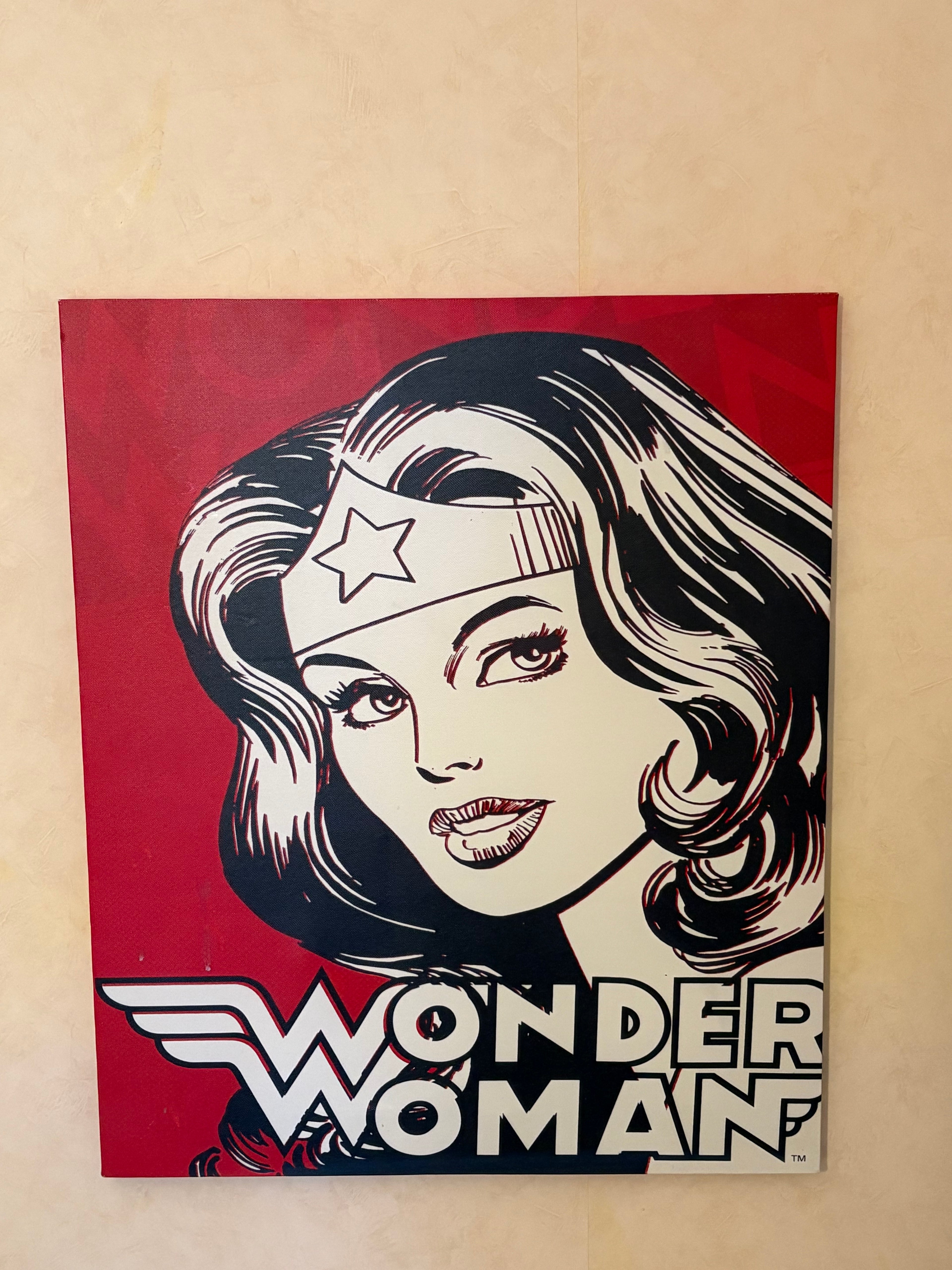 Snygg canvas tavla, 1940 tals serien ” Wonder woman” i fint skick.