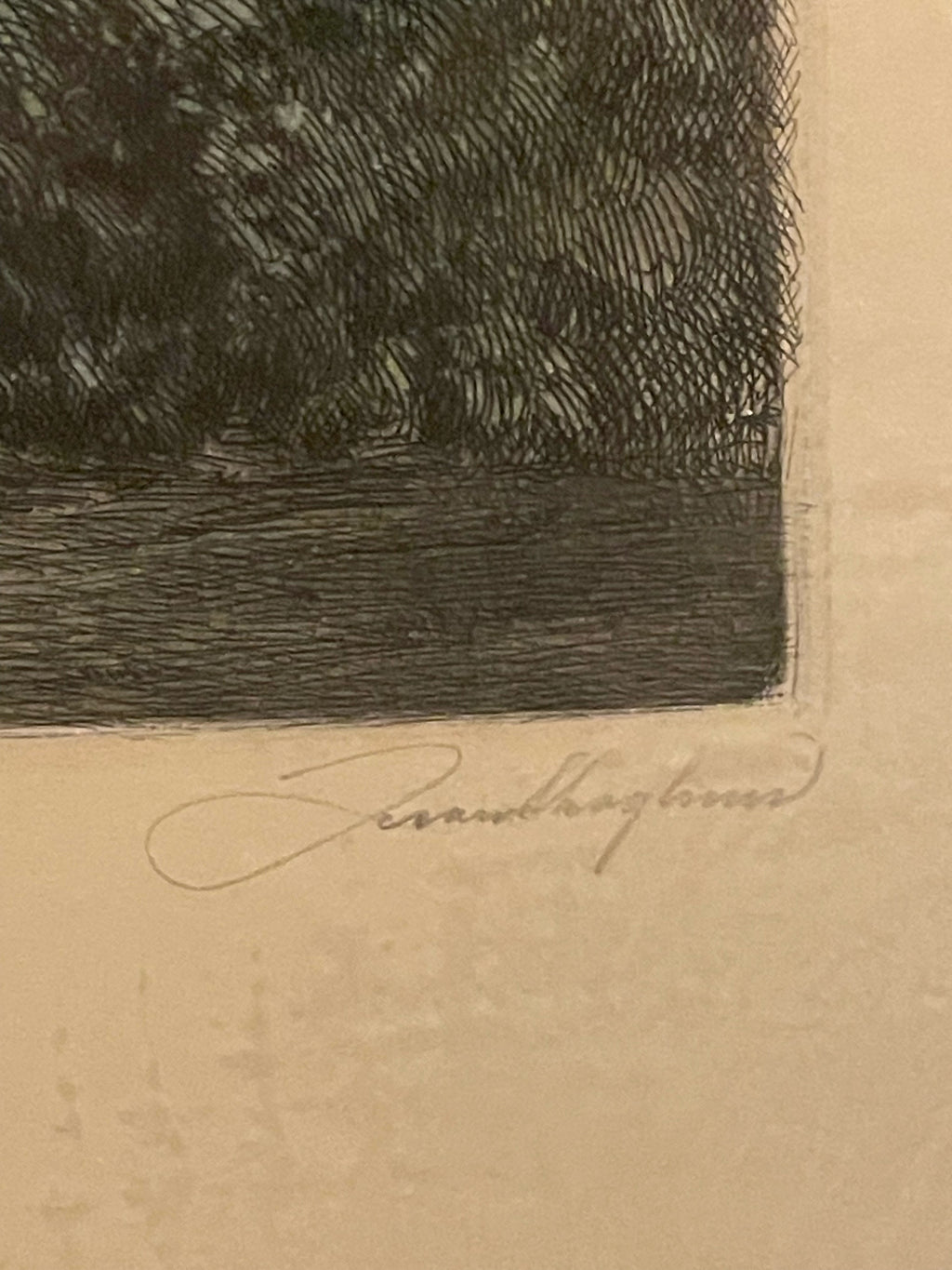 En vacker colorerad etsning utav konstnären Jean Fredrik Theodor Skoglund. Det gamla Stockholm, Mosebacke på söder. Tavlan är signerad.