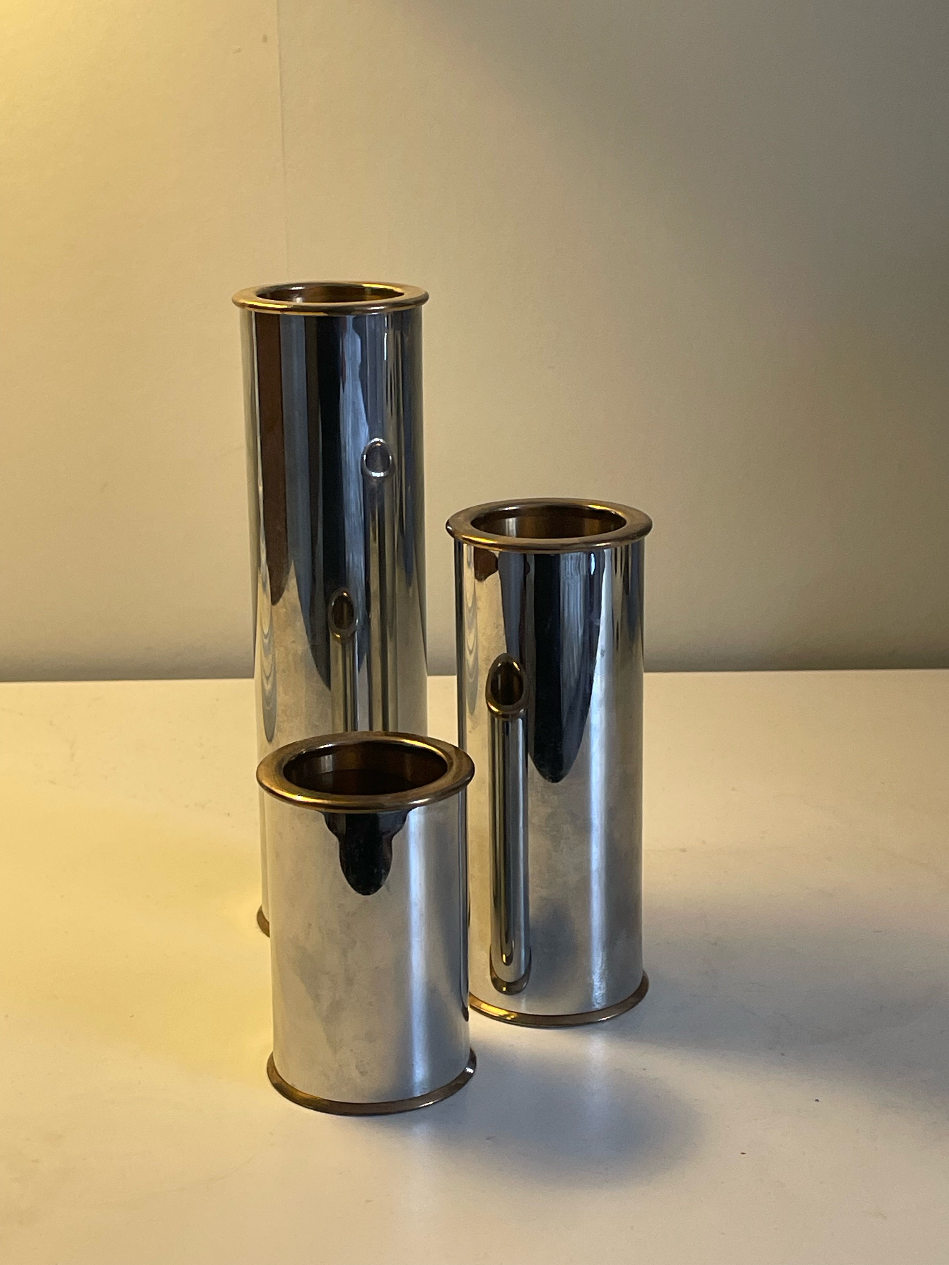Tre st ljushållare, designade utav Staffan Englesson. Cylinder 2000 i mycket fint skick 1980 tal.
