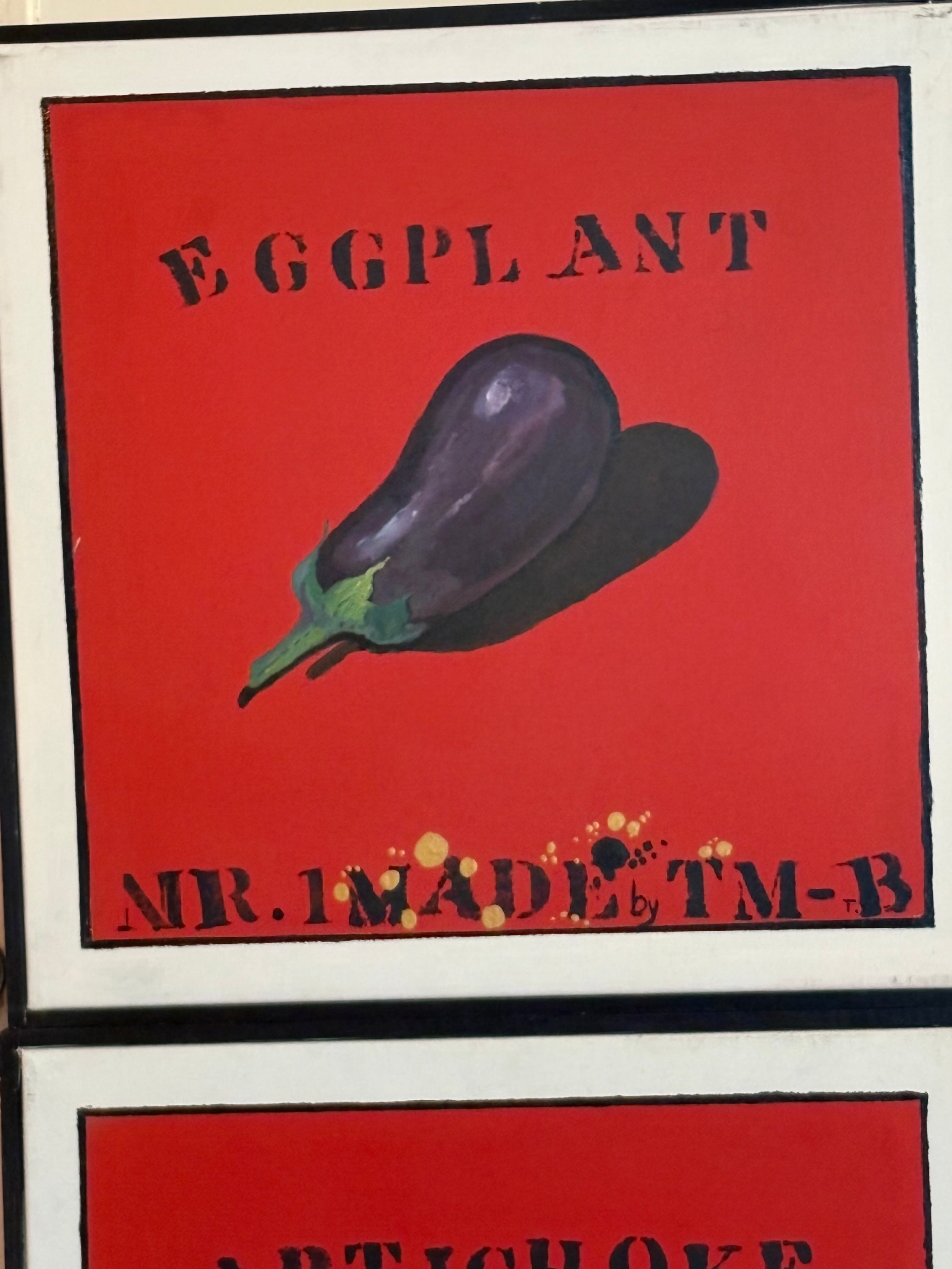 Tre st supersnygga tavlor med mat och grönsaks tema på canvas.