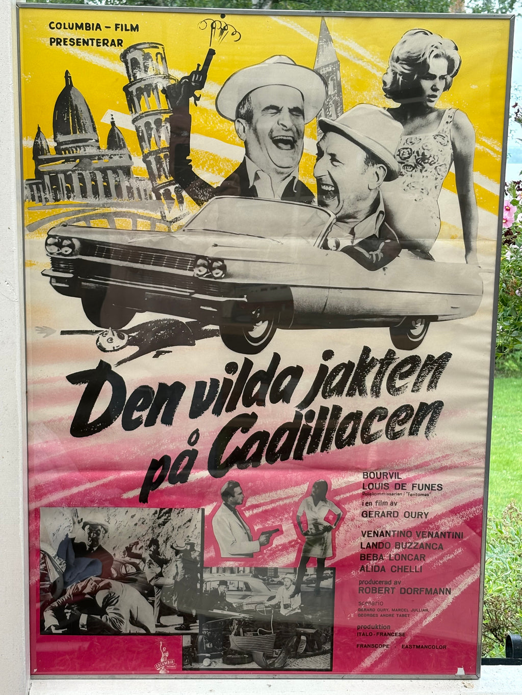 Original Movie Poster från filmen ” Den vilda jakten på Caddilacen ” med Franske komikern Louis De Funes.
