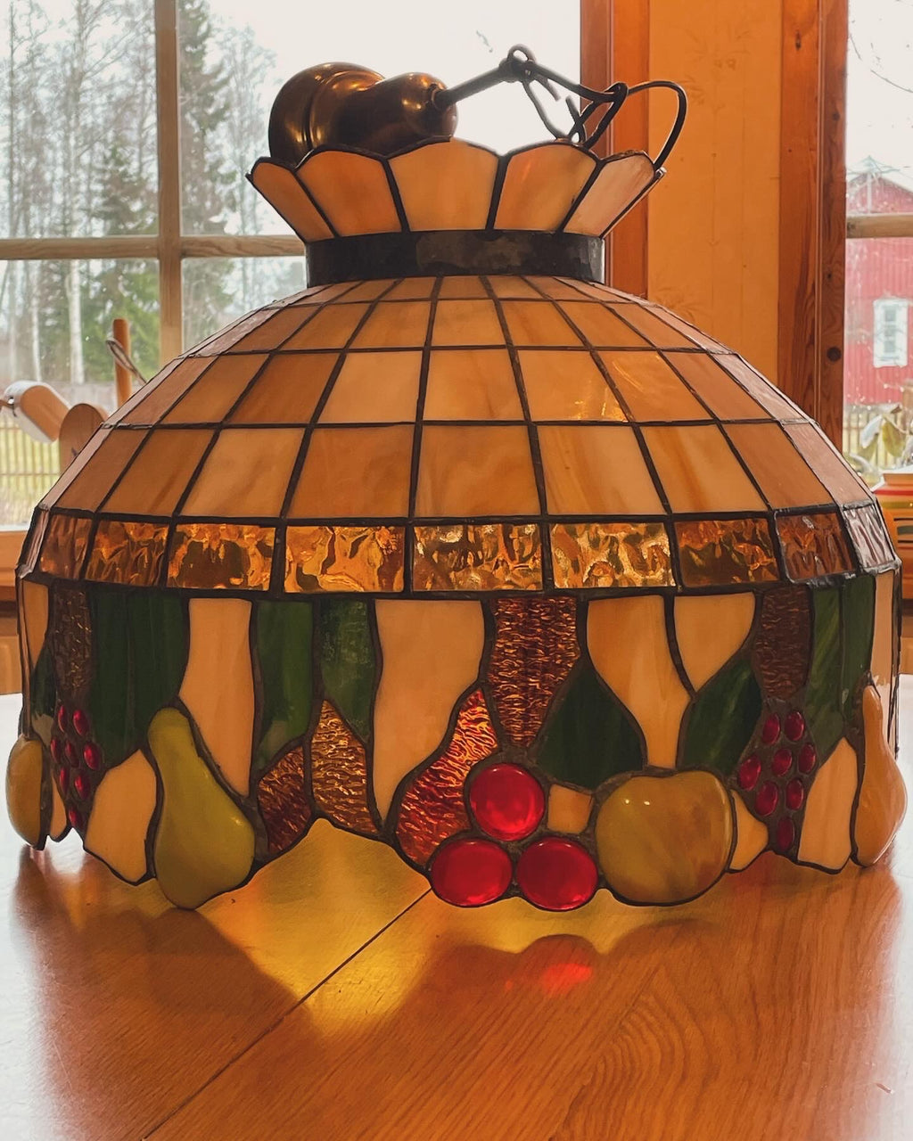 Stor vintage Tiffany taklampa 1950/60 tal , diameter 50 cm +
