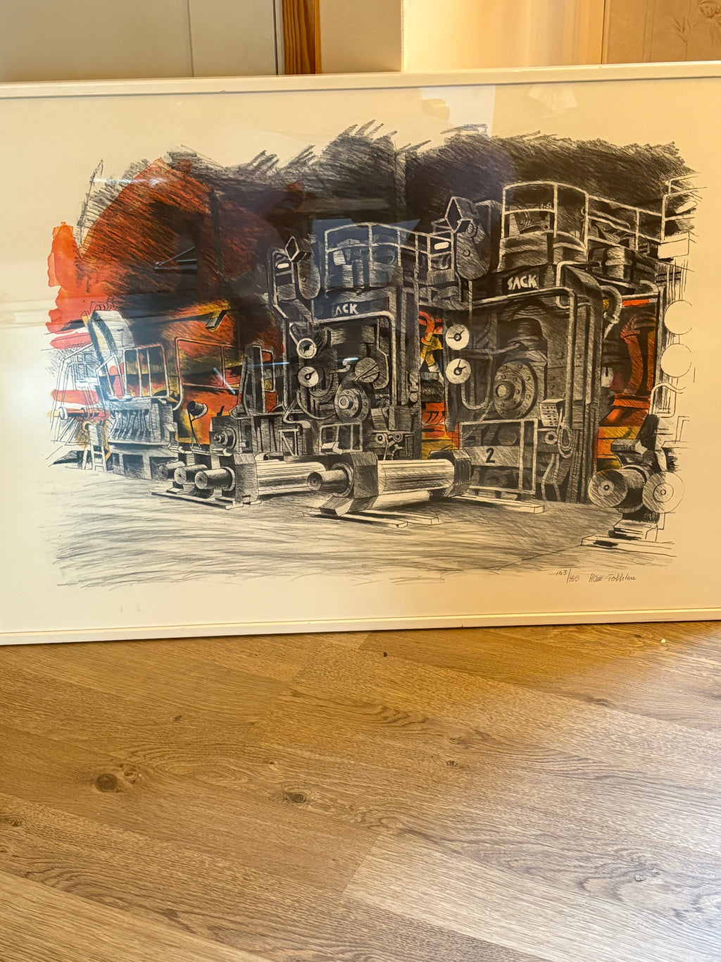 Stor färg litografi, 136/460 utav Borlänge konstnären Hans Tollsten.