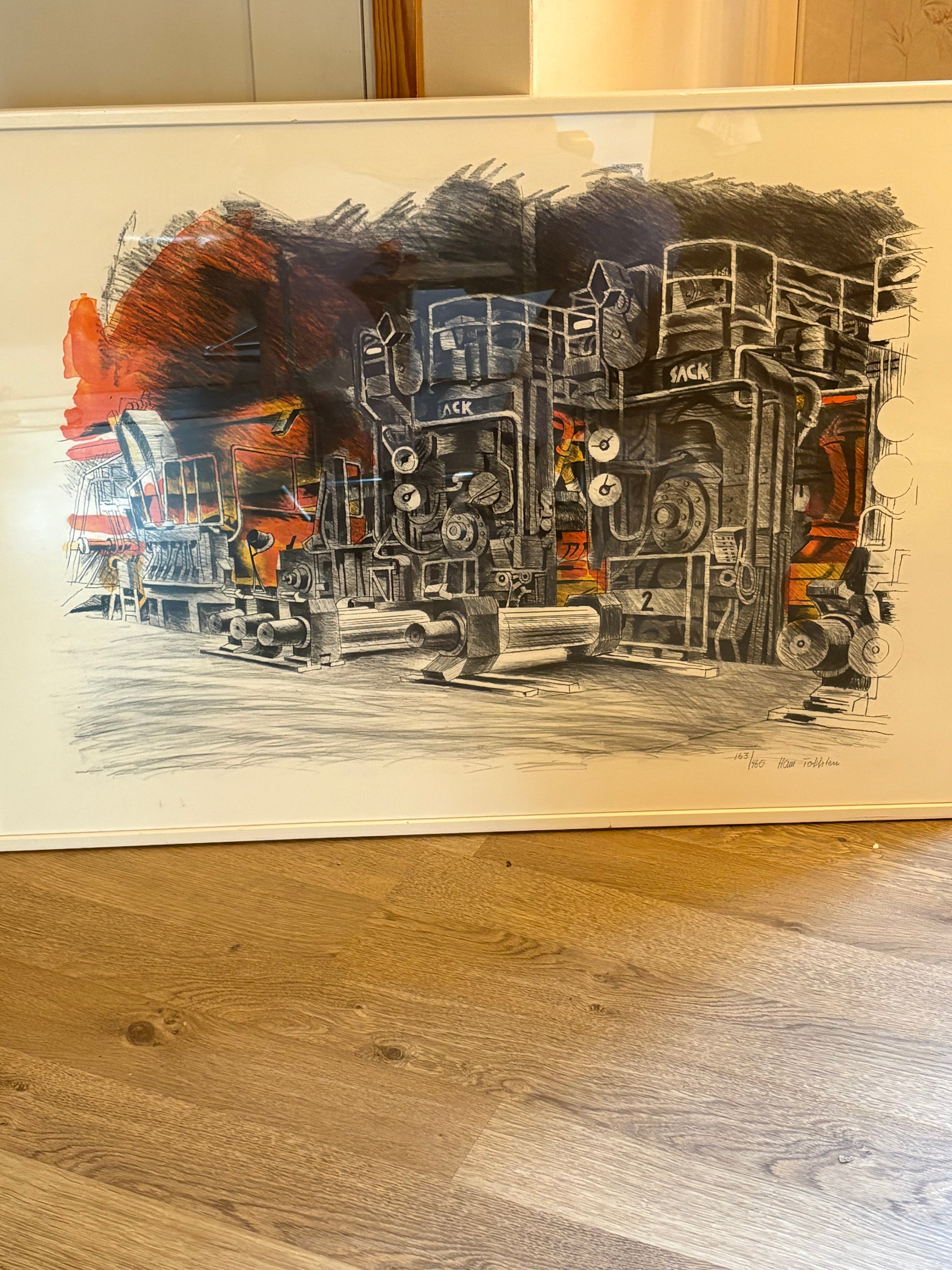 Stor färg litografi, 136/460 utav Borlänge konstnären Hans Tollsten.