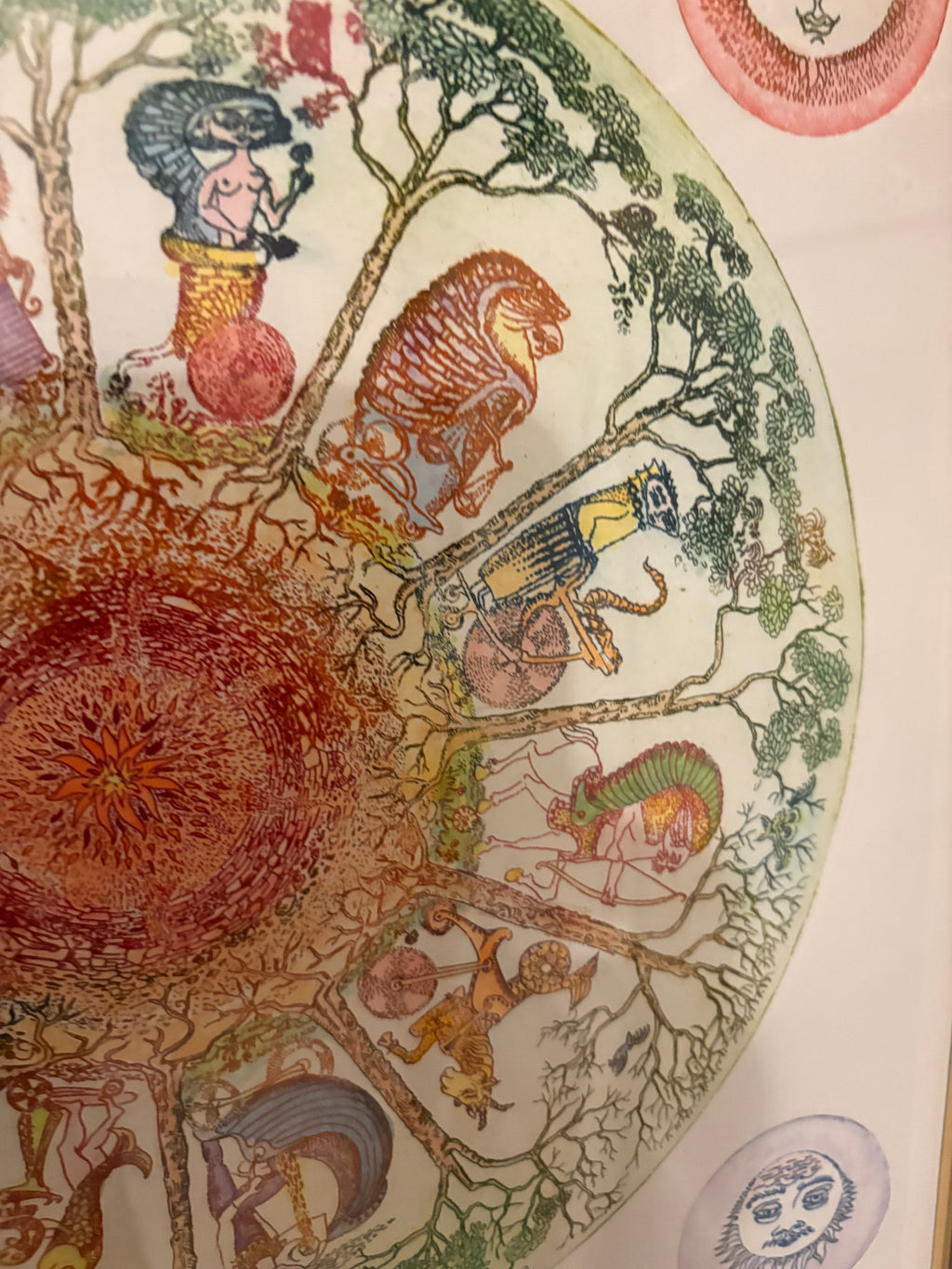 Akvarellen Los signos del zodiaco utav konstnären Silvia Santamaria Guillermo i fint skick( signerad)