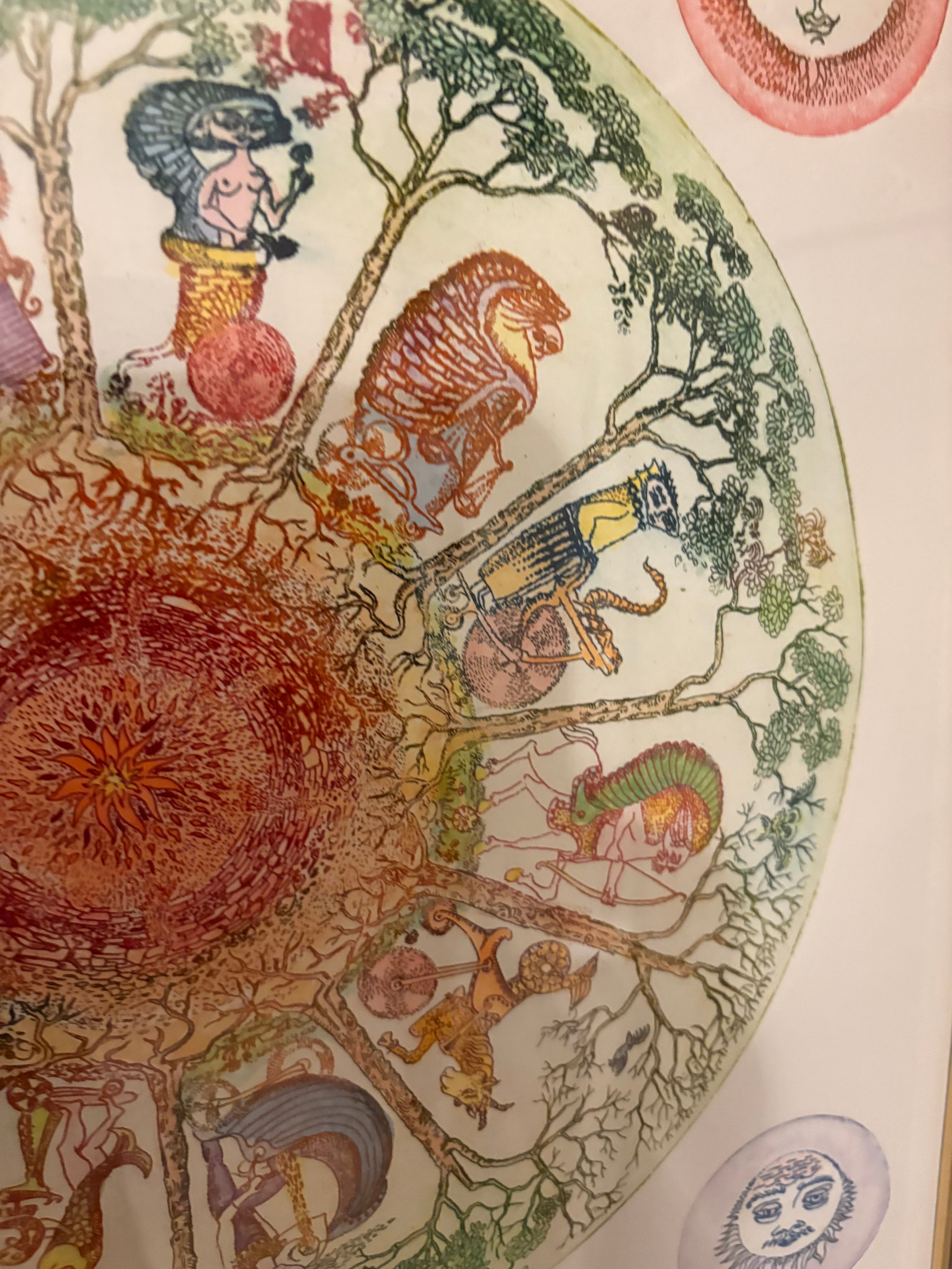 Akvarellen Los signos del zodiaco utav konstnären Silvia Santamaria Guillermo i fint skick( signerad)