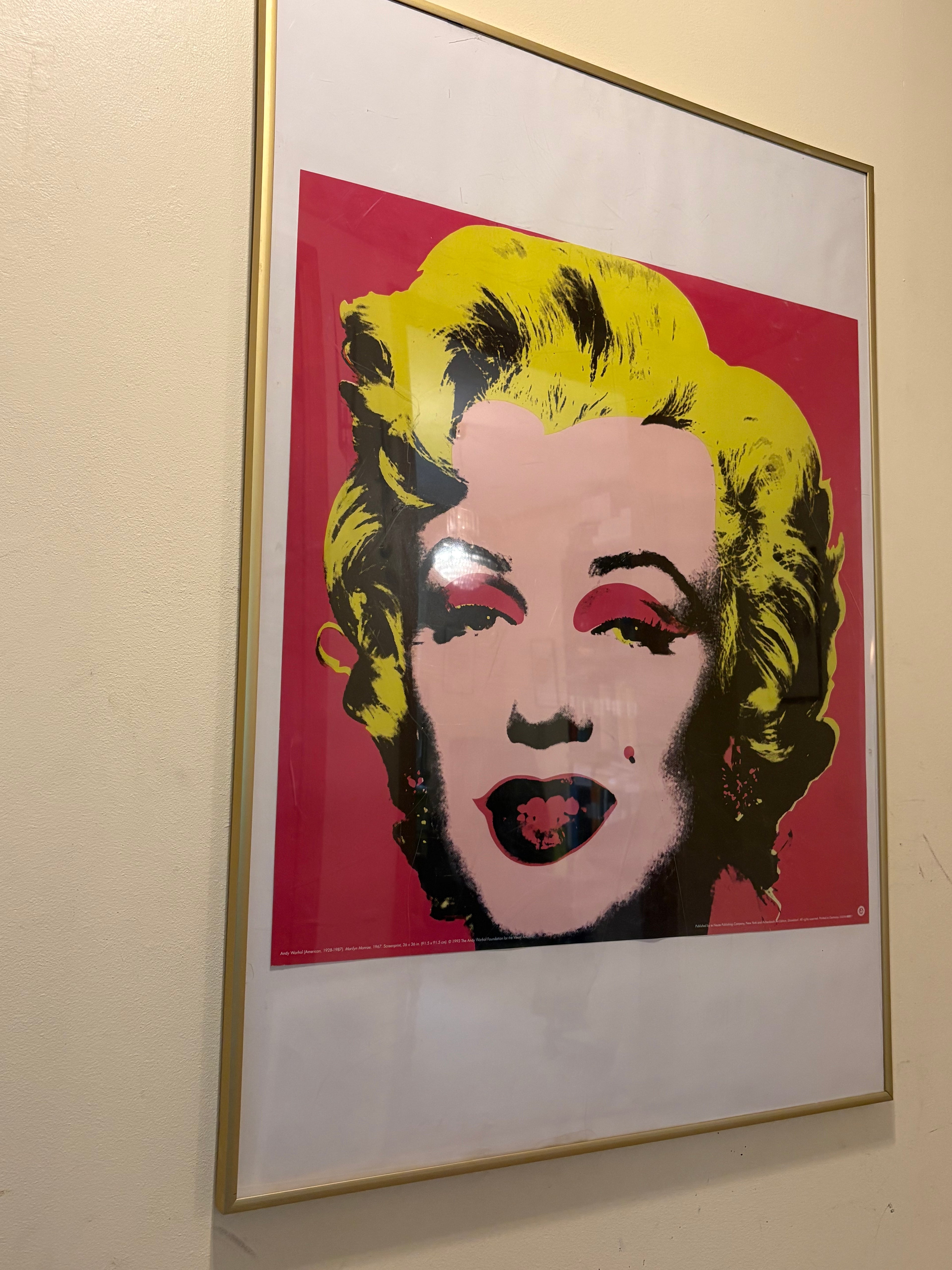 Andy Warhol inspirerad konst, tryck. Porträtt av Marilyn Monroe 1993. Andy Warhol foundation loggan finns.