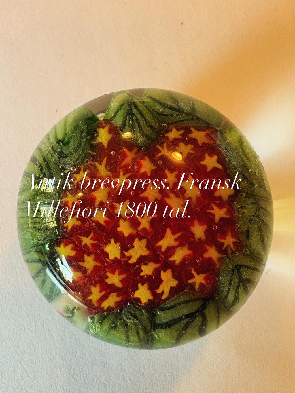 Vacker antik brevpress. Fransk Millifiore 1800 tal i mycket fint skick.