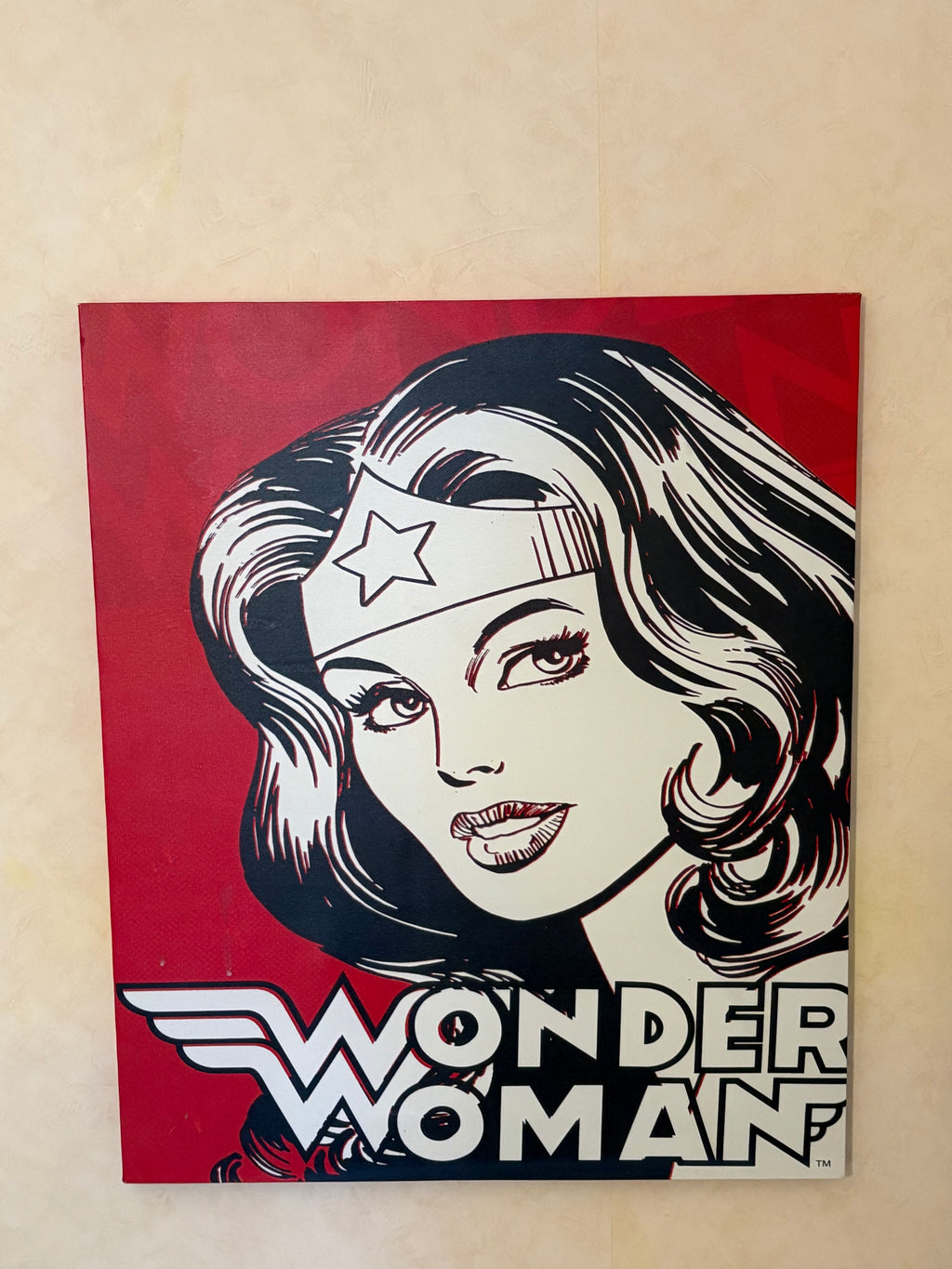 Snygg canvas tavla, 1940 tals serien ” Wonder woman” i fint skick.