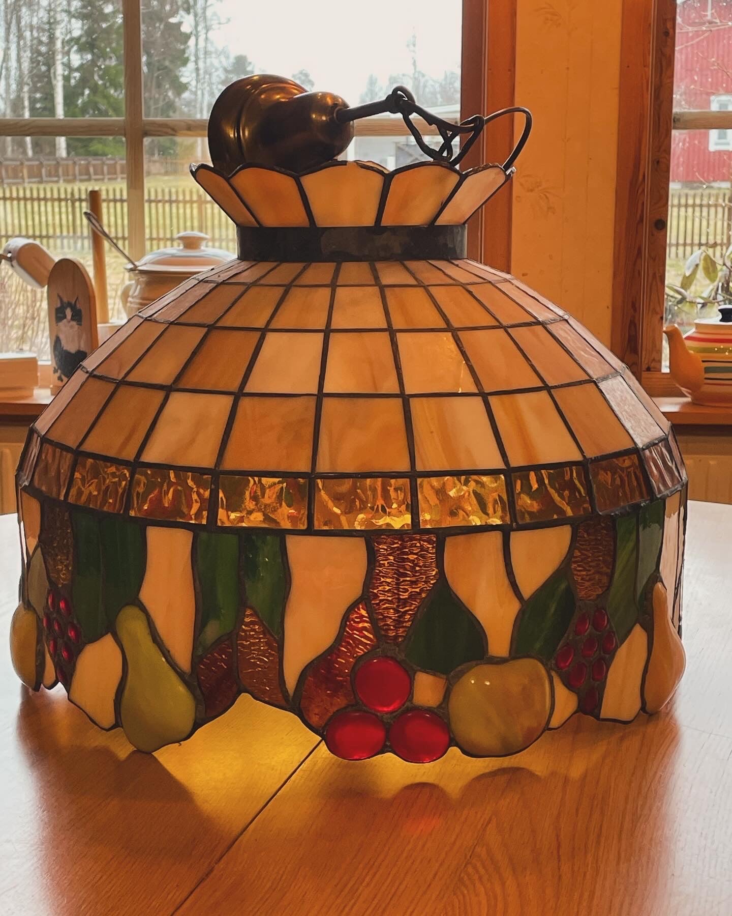 Stor vintage Tiffany taklampa 1950/60 tal , diameter 50 cm +