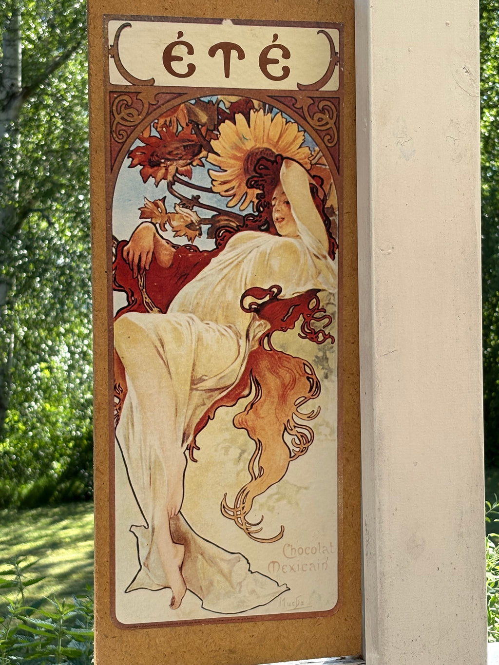 Vackra årstids tavlor ( tryck) original konstnär Alphons Mucha. Tryckt bild monterad på trä.
